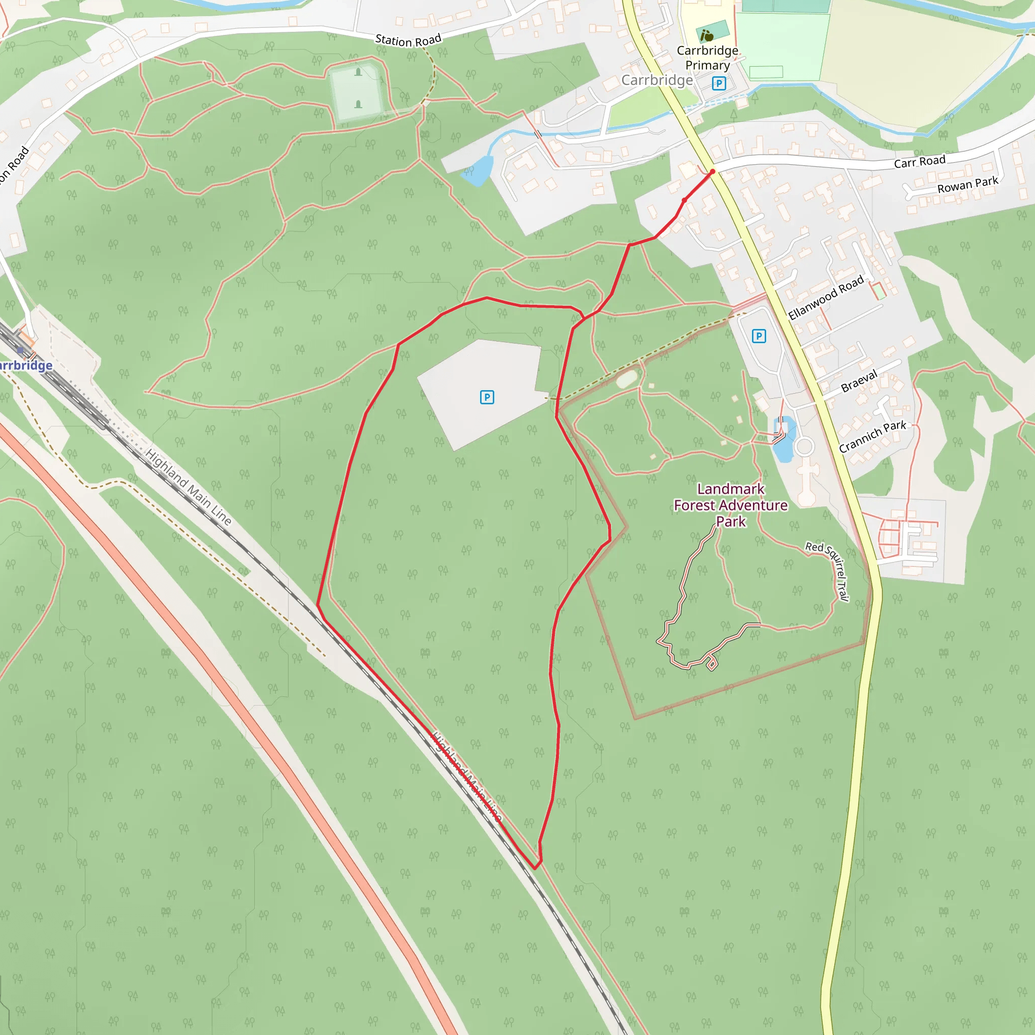 Carrbridge Path - Railway Wood Walk mobile static map