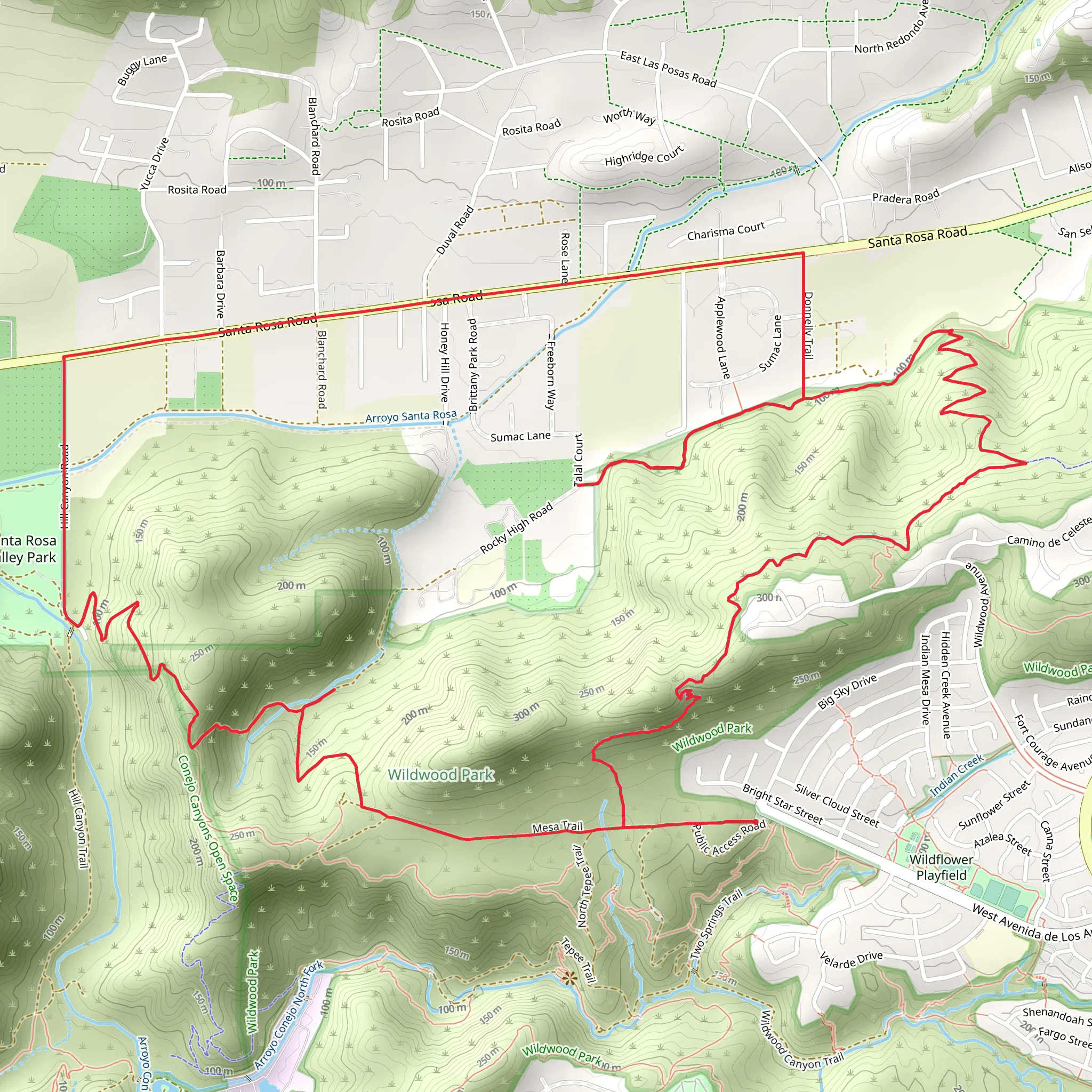 Mesa, Santa Rosa and Lower Santa Rosa Loop Trail mobile static map