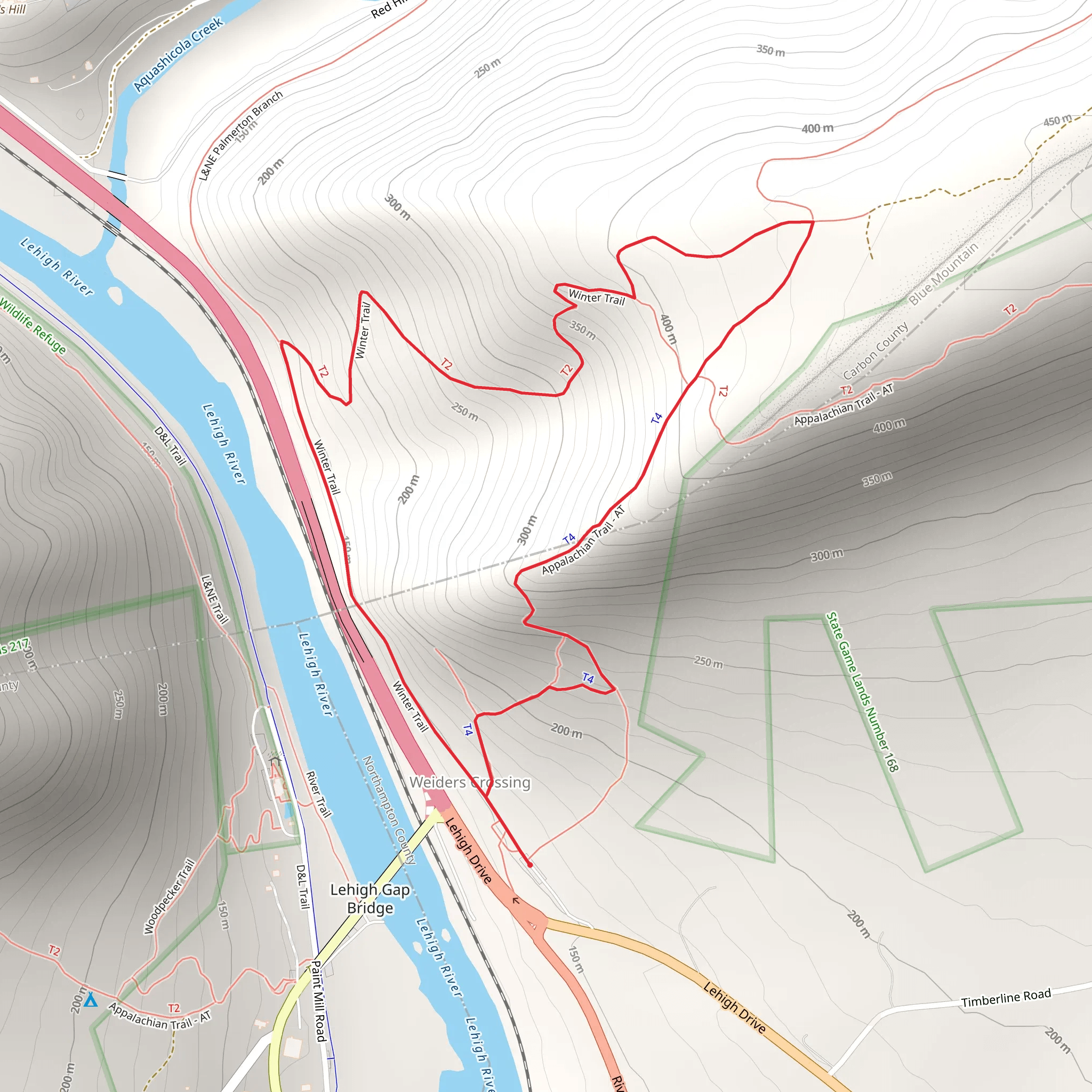 Weiders Crossing - Winter Loop Trail mobile static map