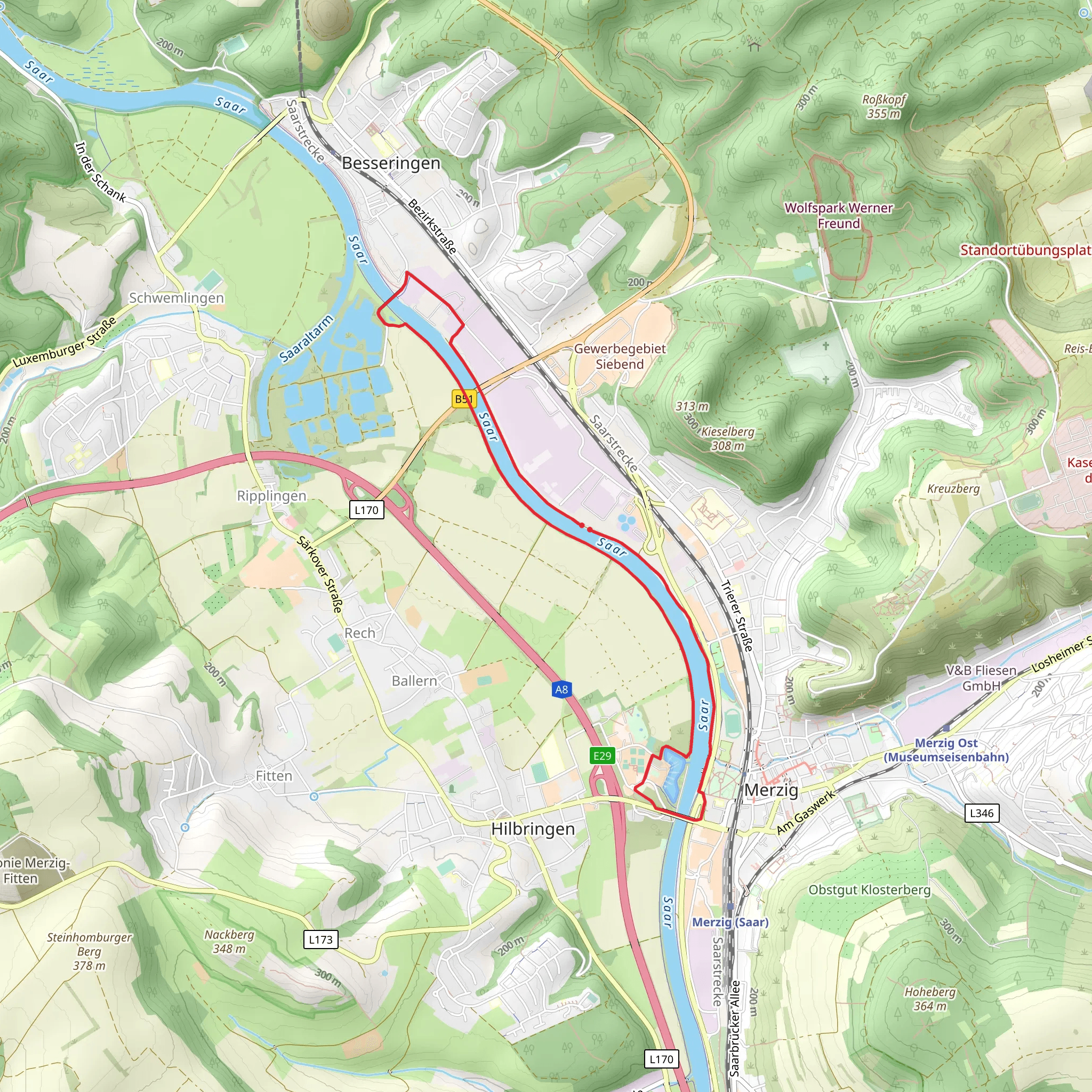 River Saar Loop - Merzig mobile static map