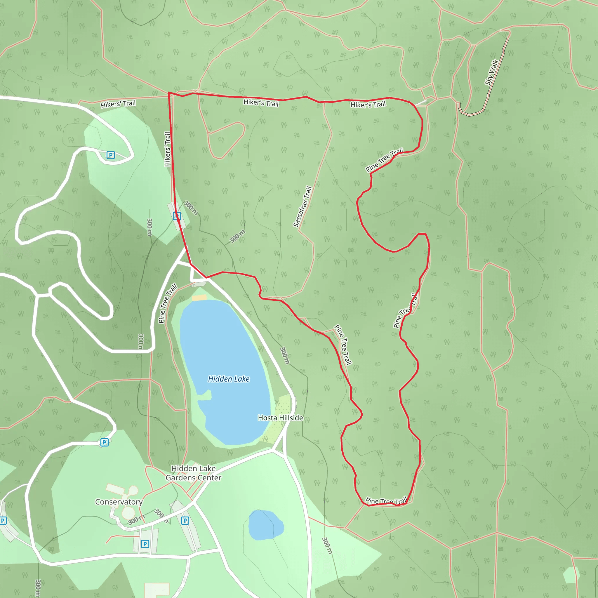 Hidden Lake - Pine Tree - Hiker's Loop Trail mobile static map
