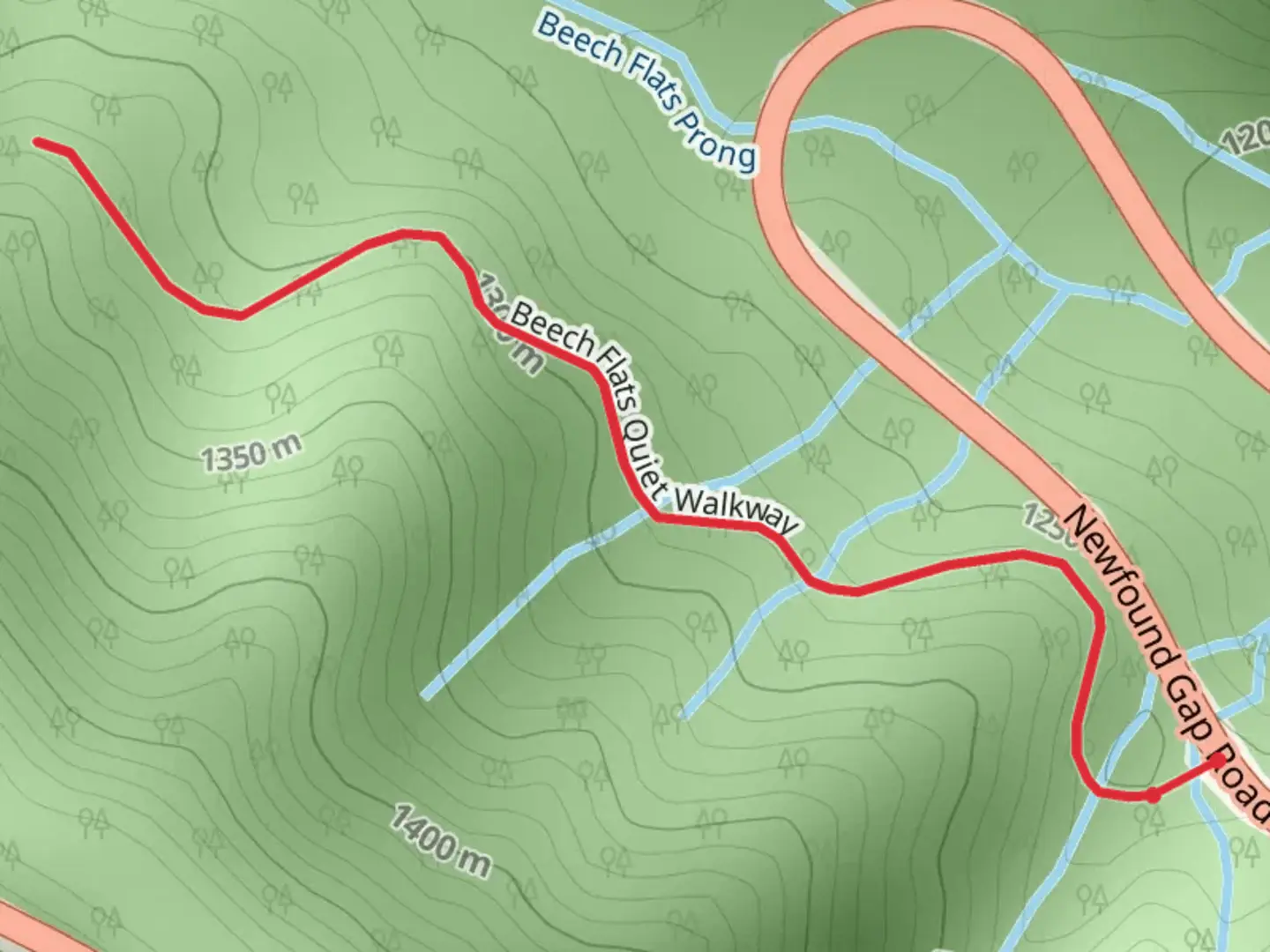 An image depicting the trail Beech Flats Quiet Walkway and its surrounding area.