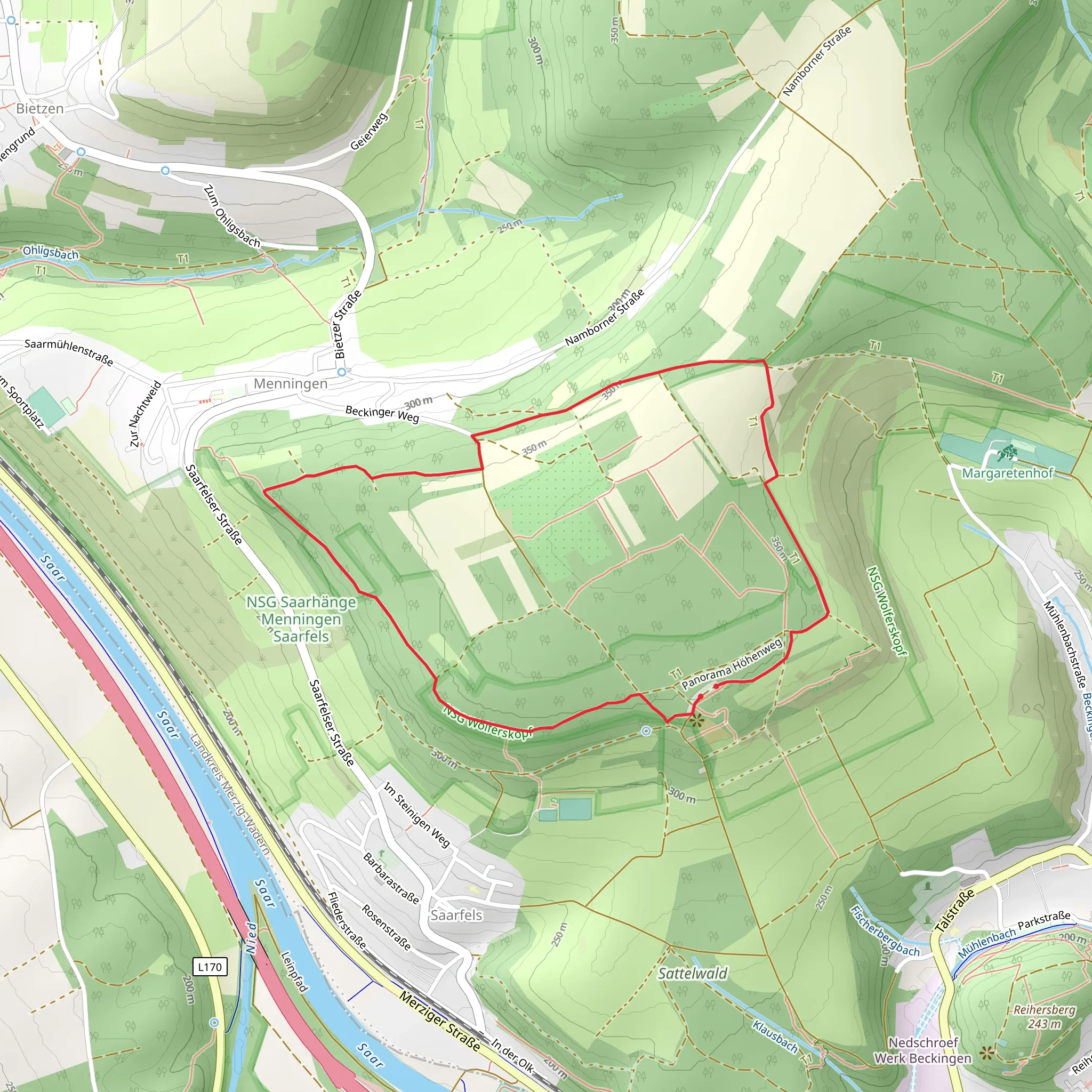 Fischerberg and Sattelwald Loop via Saartal Blick mobile static map