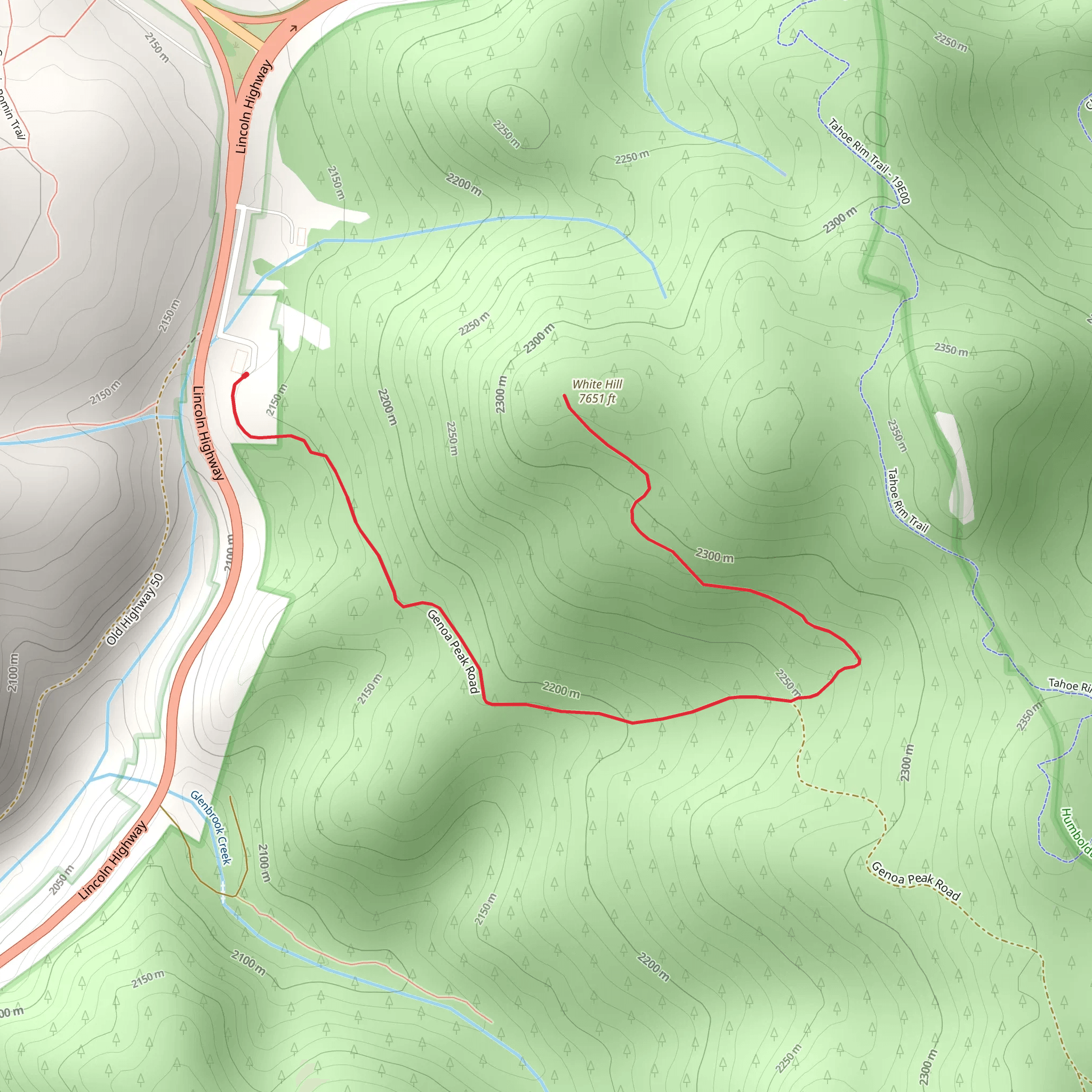 White Hill Out and Back mobile static map