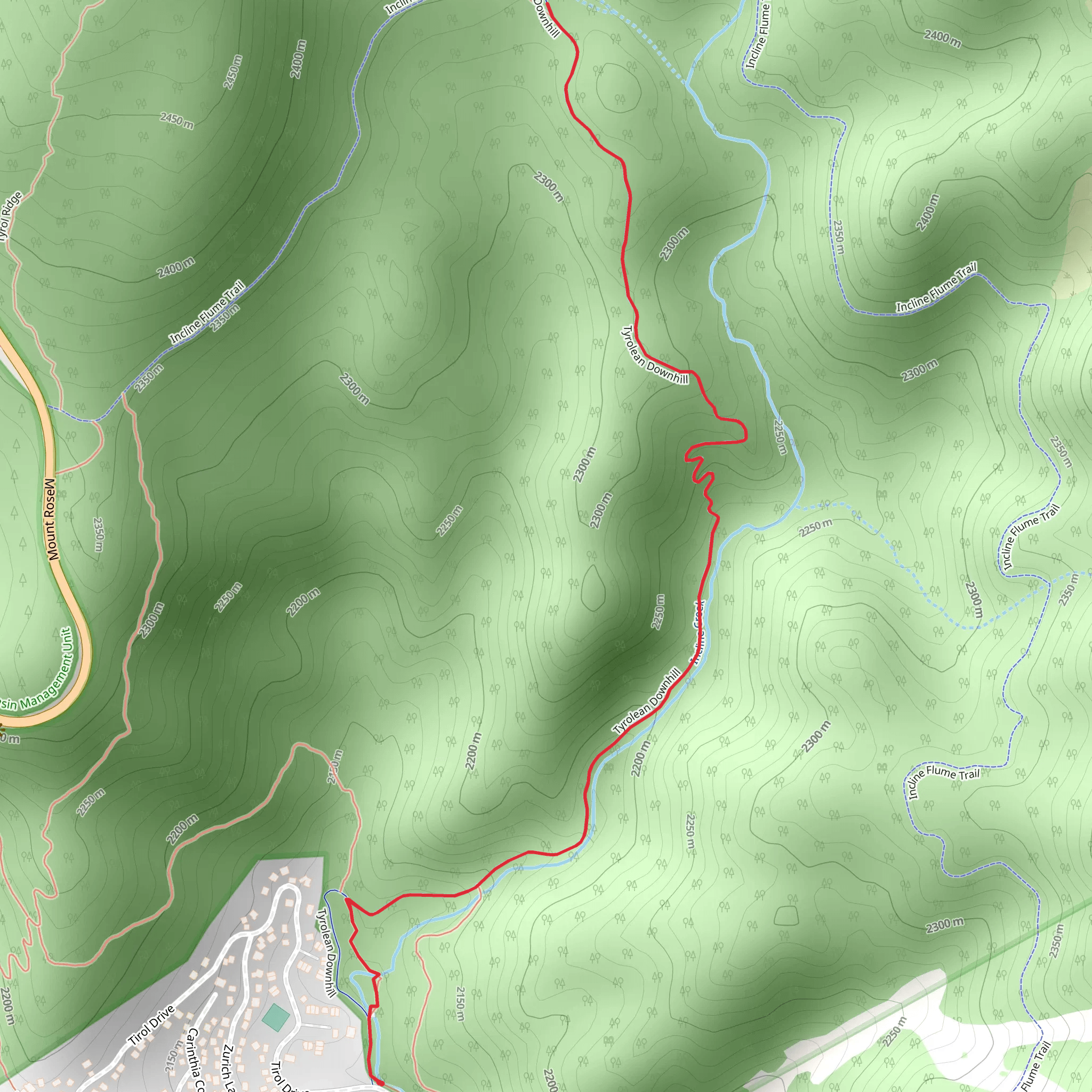 Tyrolean Downhill - Incline Creek mobile static map
