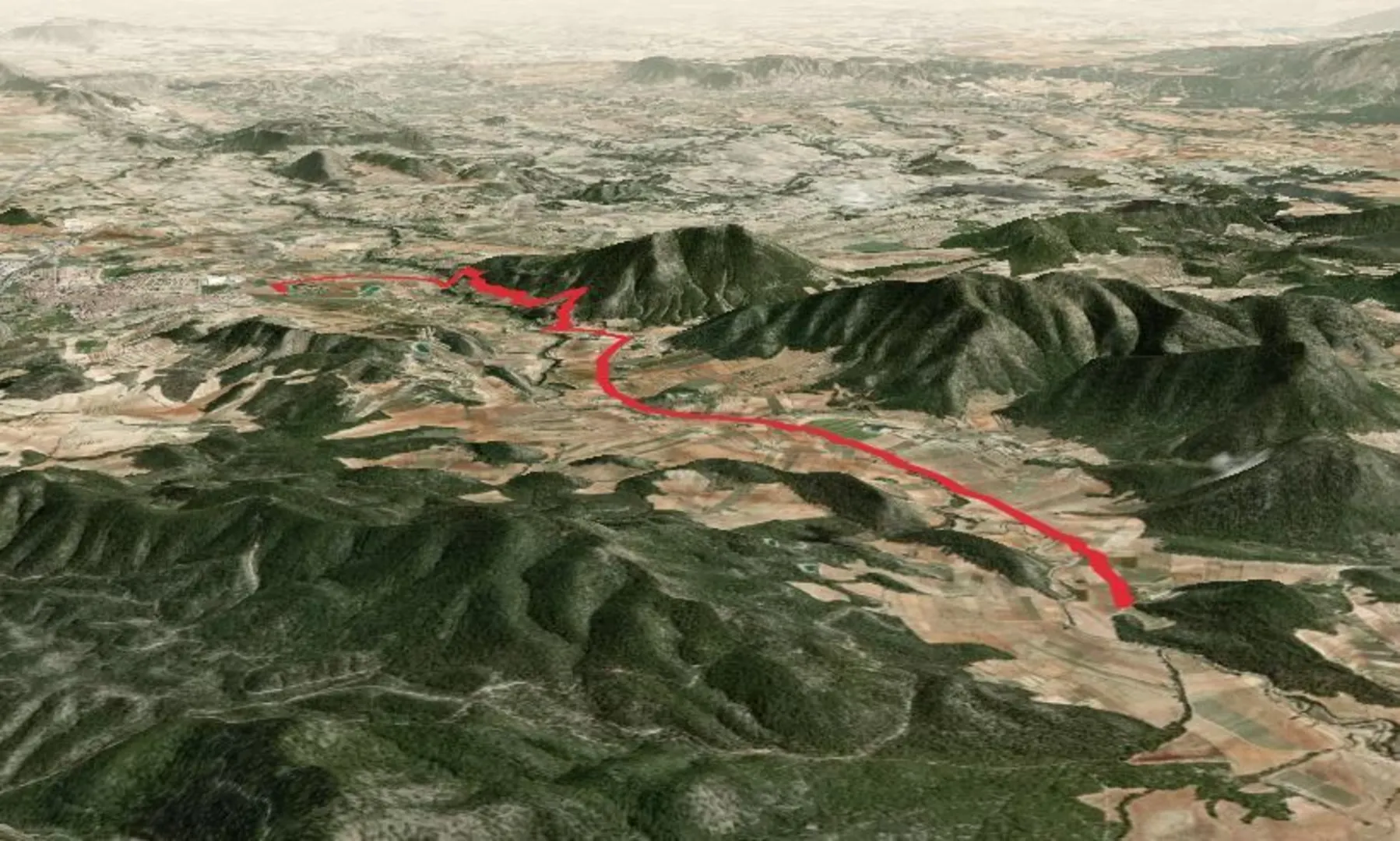 An image depicting the trail Path from Castellar to Venta del Pino PR MU 32 and its surrounding area.