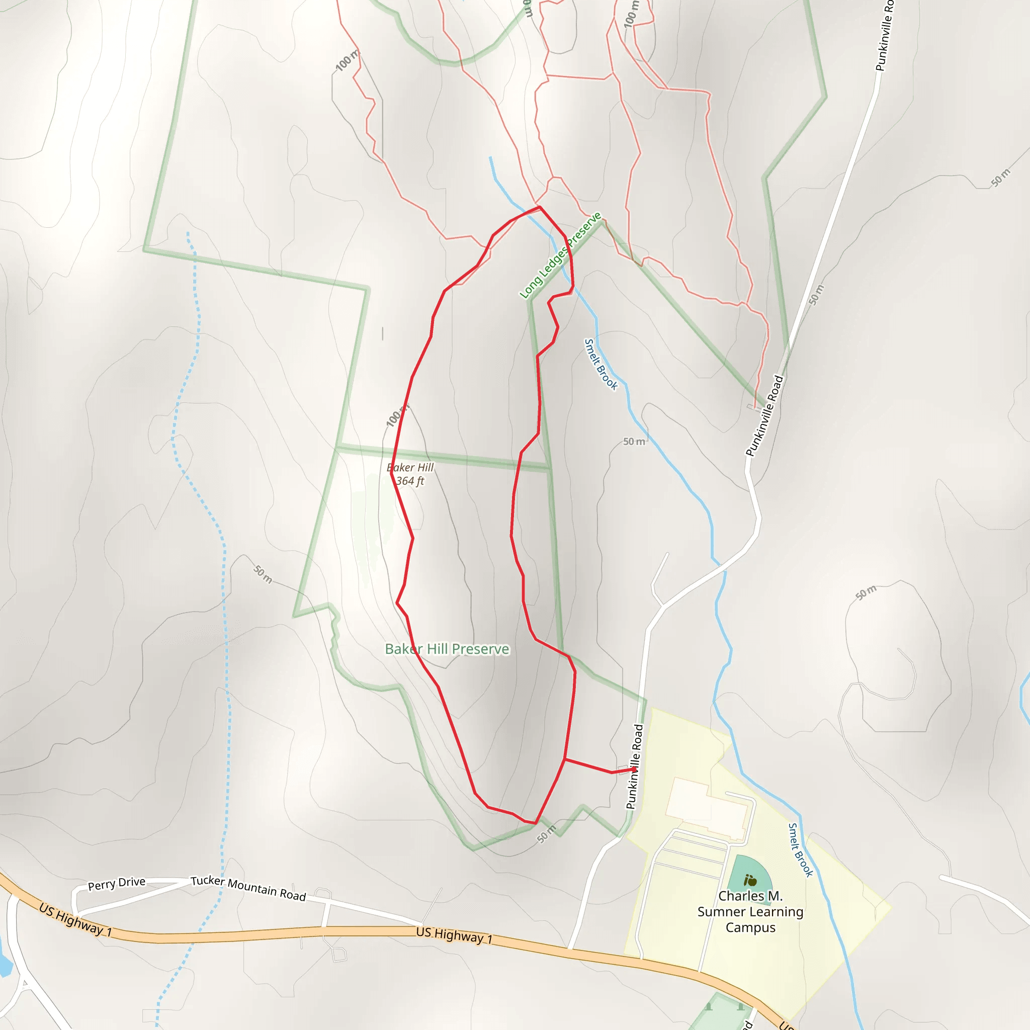 Baker Hill Loop from Punkinville Road mobile static map