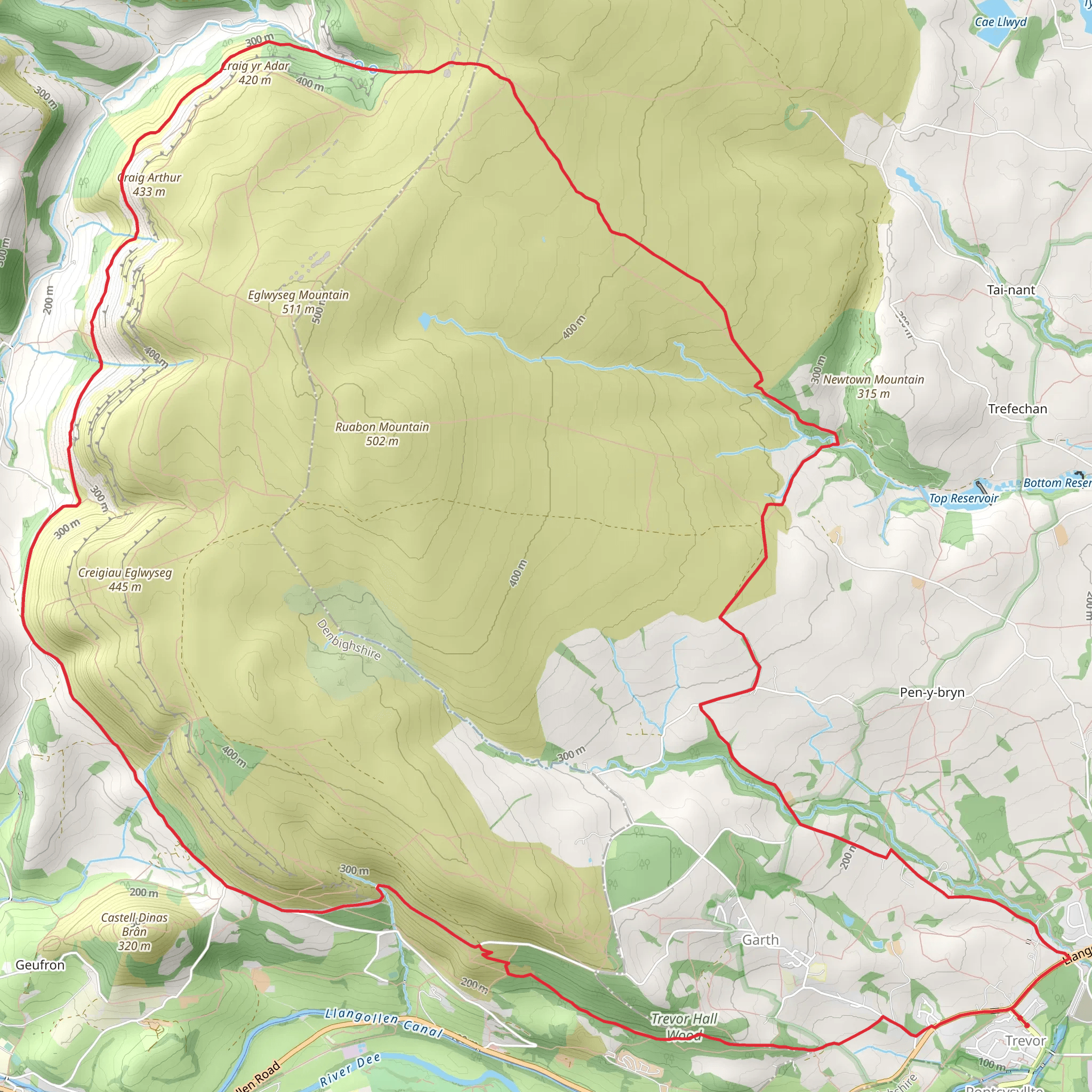 Ruabon Mountain - World's End and Panorama Circular mobile static map