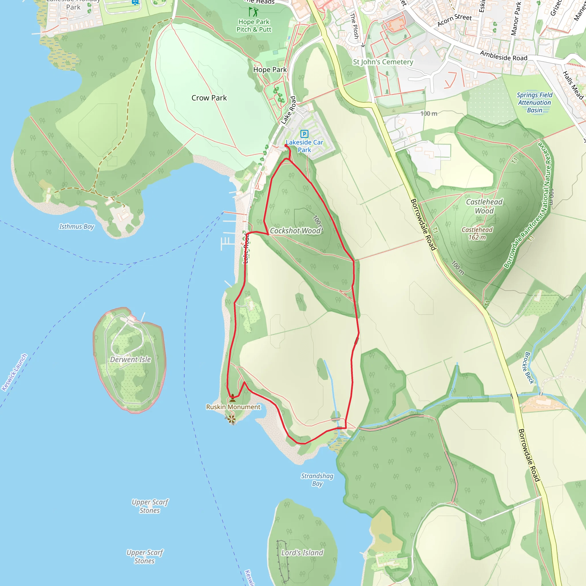 Friar's Crag Loop mobile static map