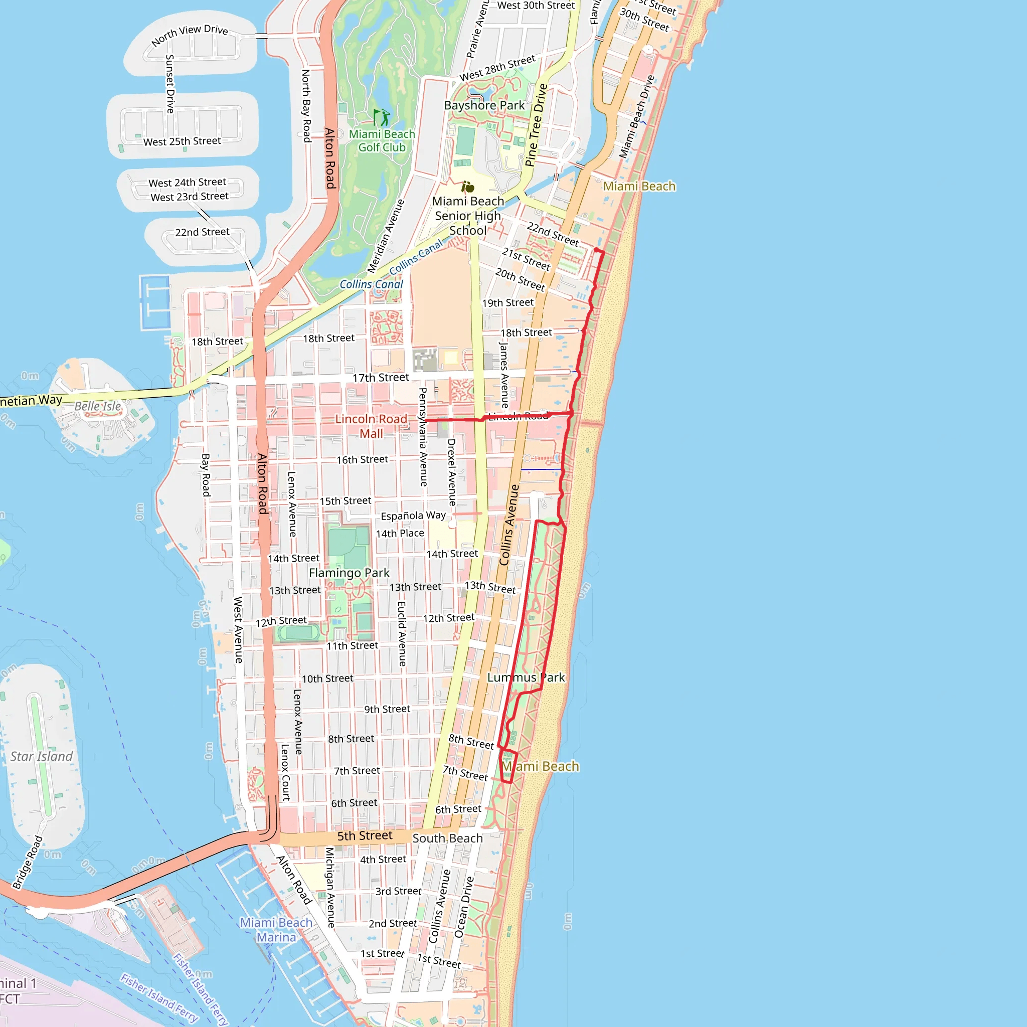 Lummus Park - South Beach Boardwalk mobile static map