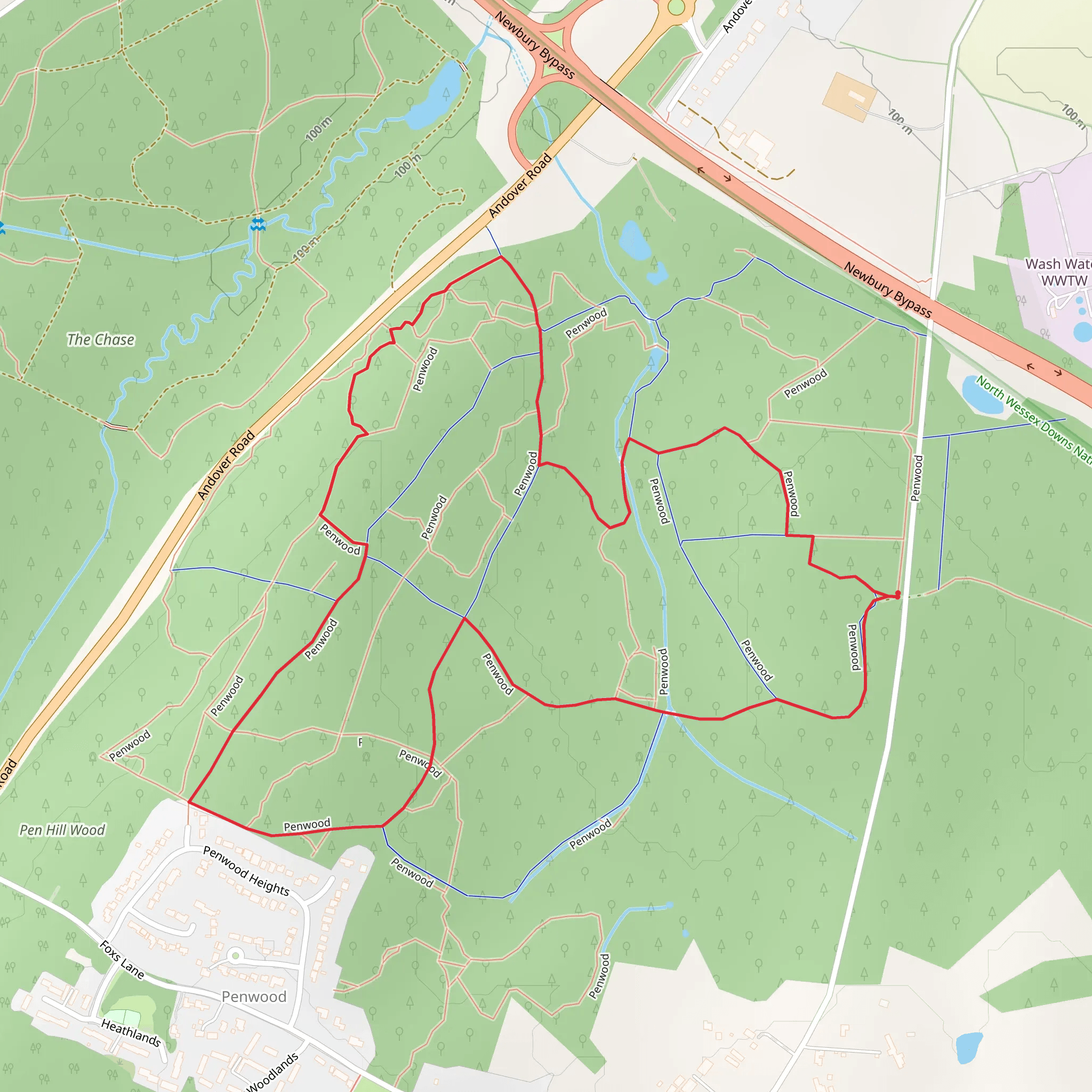 Great Penwood Forest Loop mobile static map