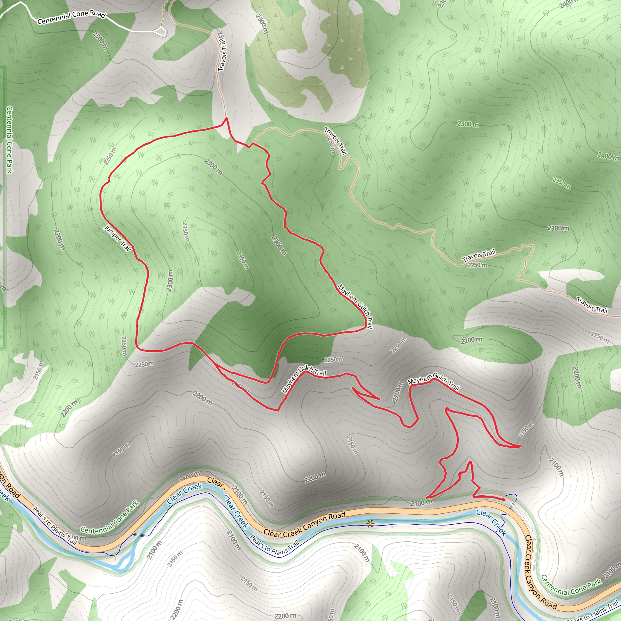 Juniper and Mayhem Gulch Loop Trail mobile static map