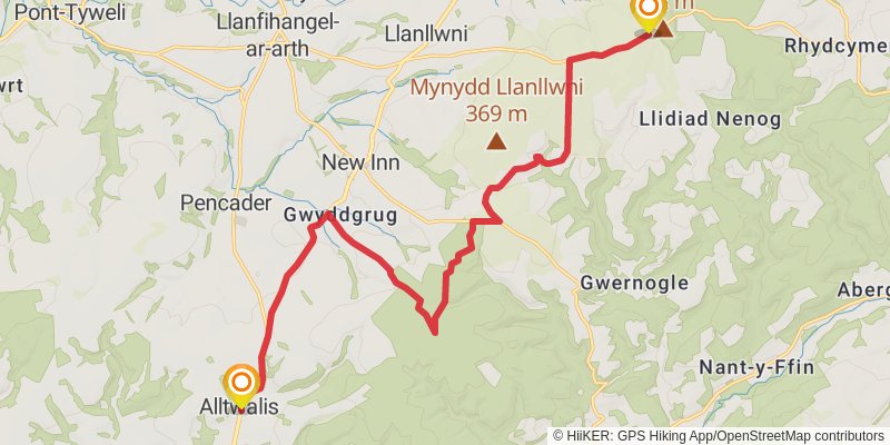 Caerhun to Carmarthen via Wales Coast Path stage 13 Map