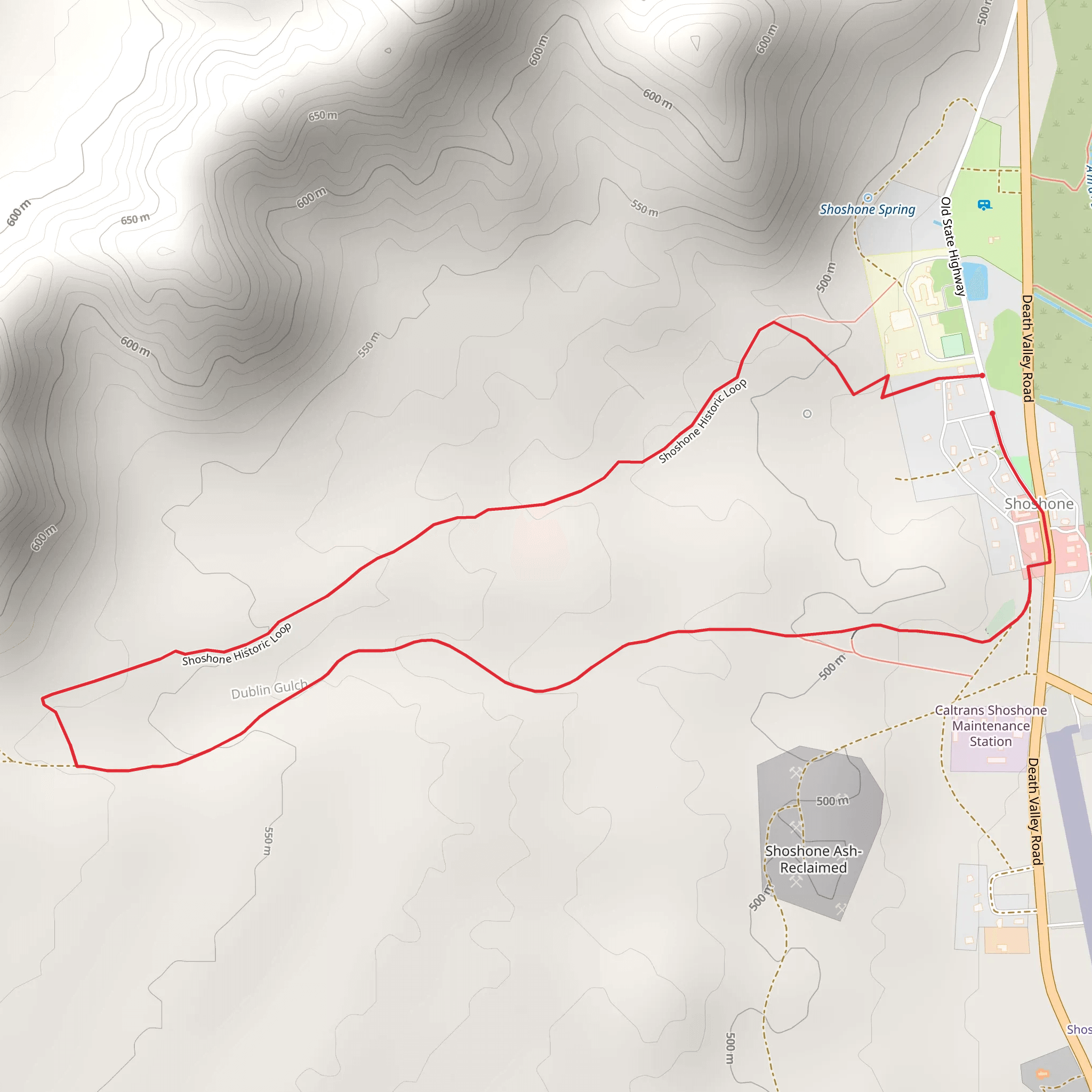 Shoshone Cemetery and Shoshone Historic Loop mobile static map
