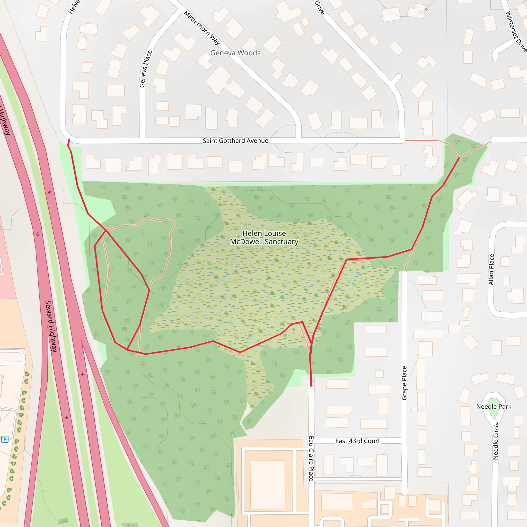 Helen Louise McDowell Sanctuary Walk mobile static map