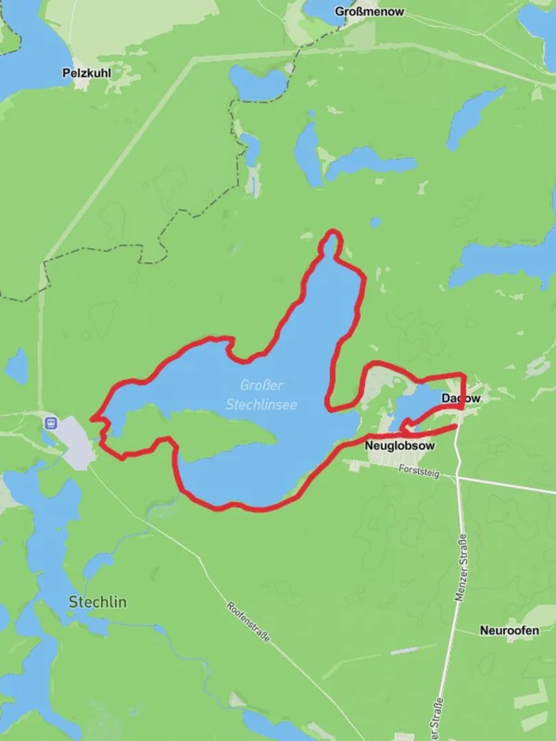 An image depicting the trail Dagowsee and Grober Stechlinsee Loop and its surrounding area.
