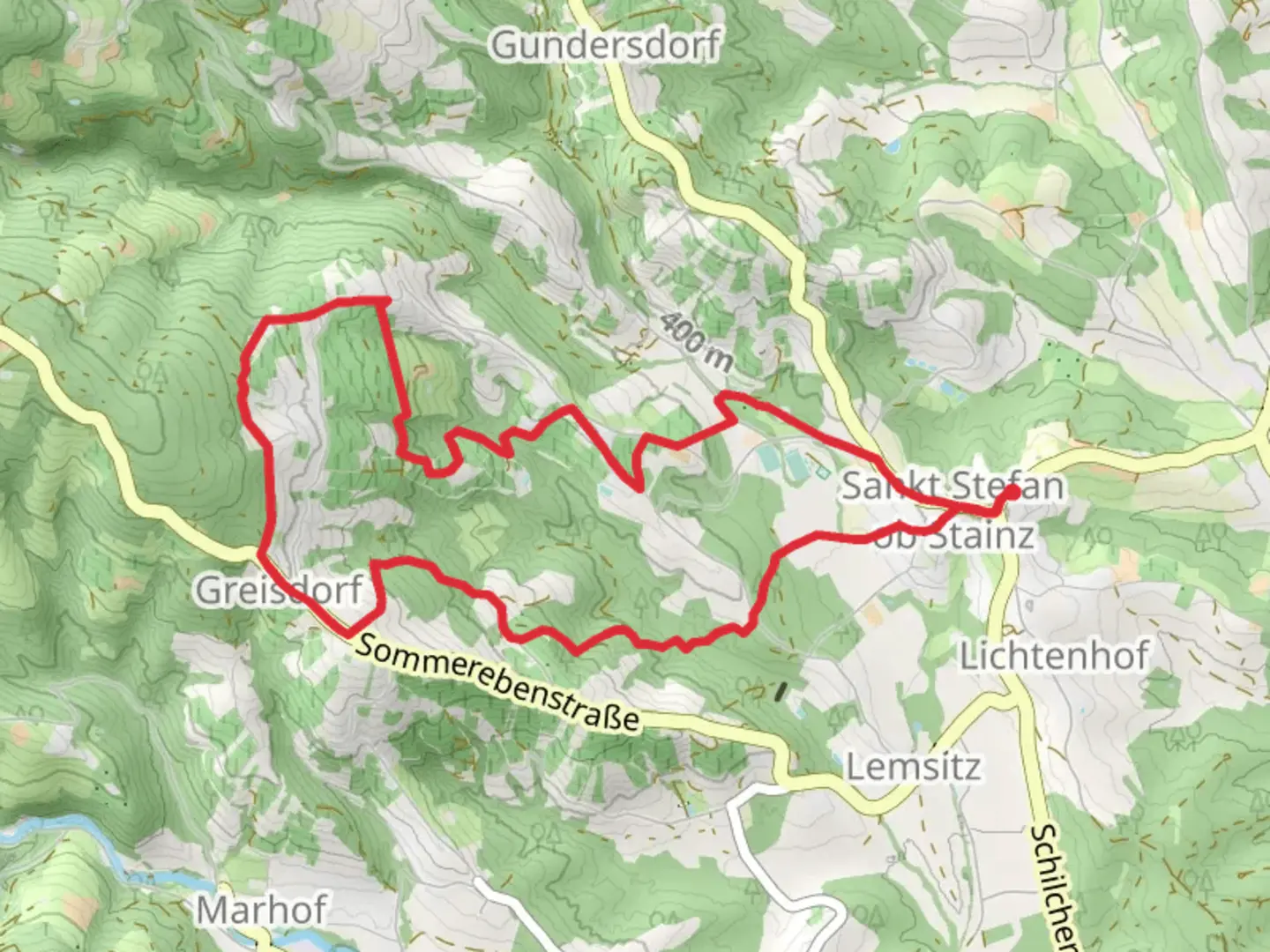 An image depicting the trail Vineyard Adventure Trail - St Stefan ob Stainz and its surrounding area.