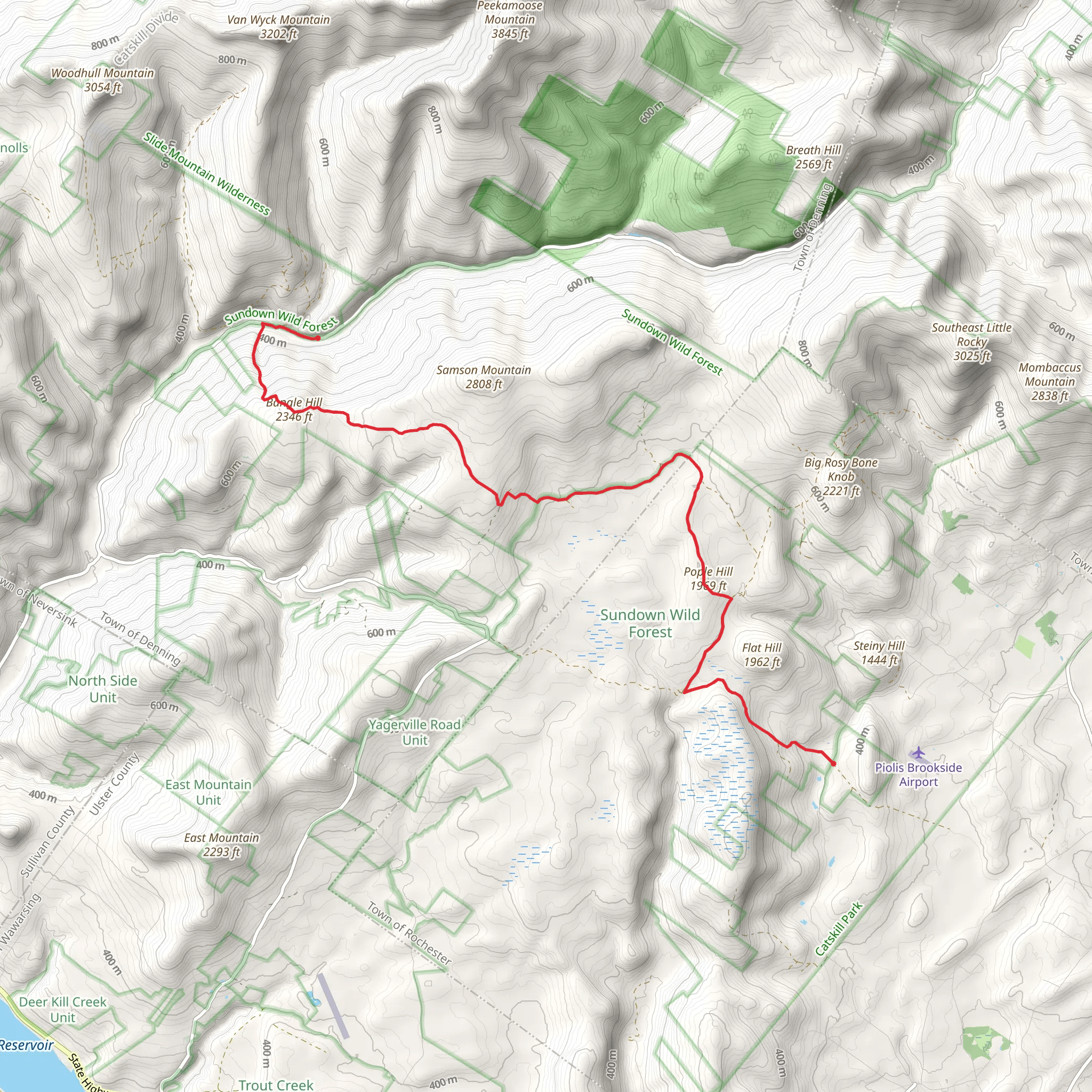 Pople Hill and Bangle Hill via Long Path mobile static map