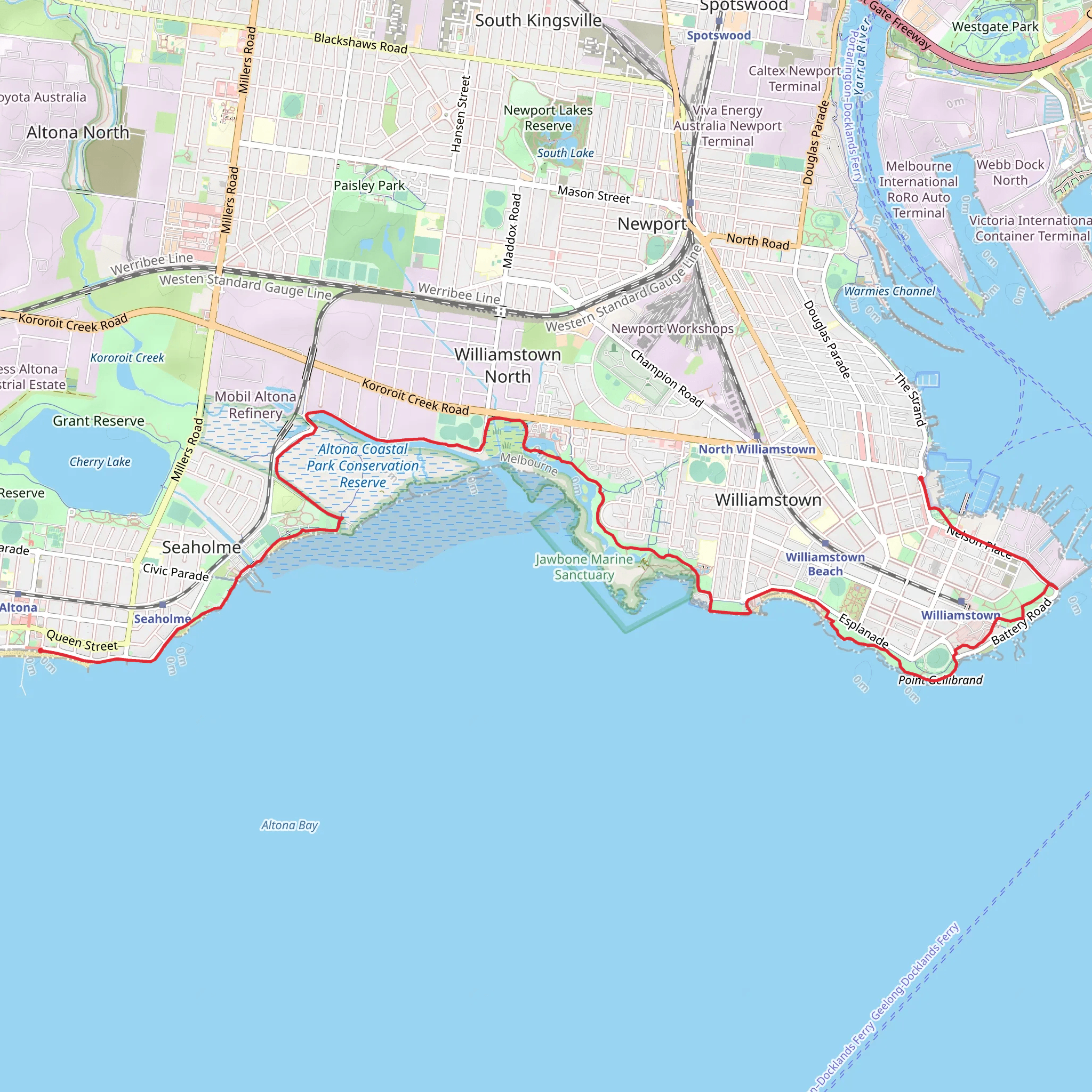 Williamstown to Altona - Bay Walk mobile static map