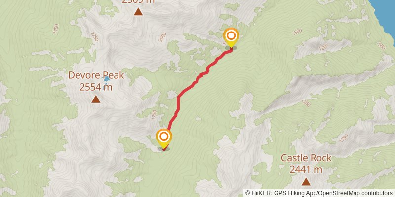 Fourth of July Basin via Devore Creek Trail stage 2 Map