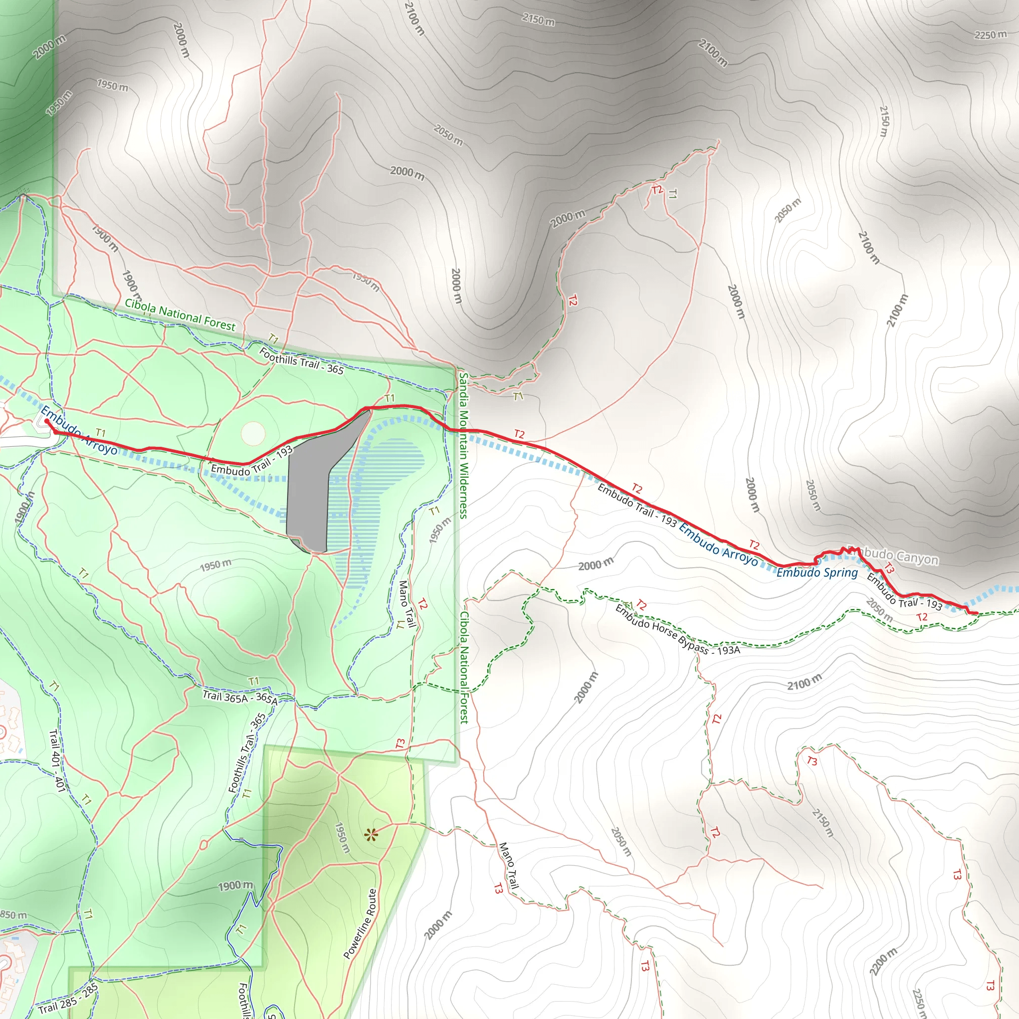 Embudo Trail Out and Back mobile static map