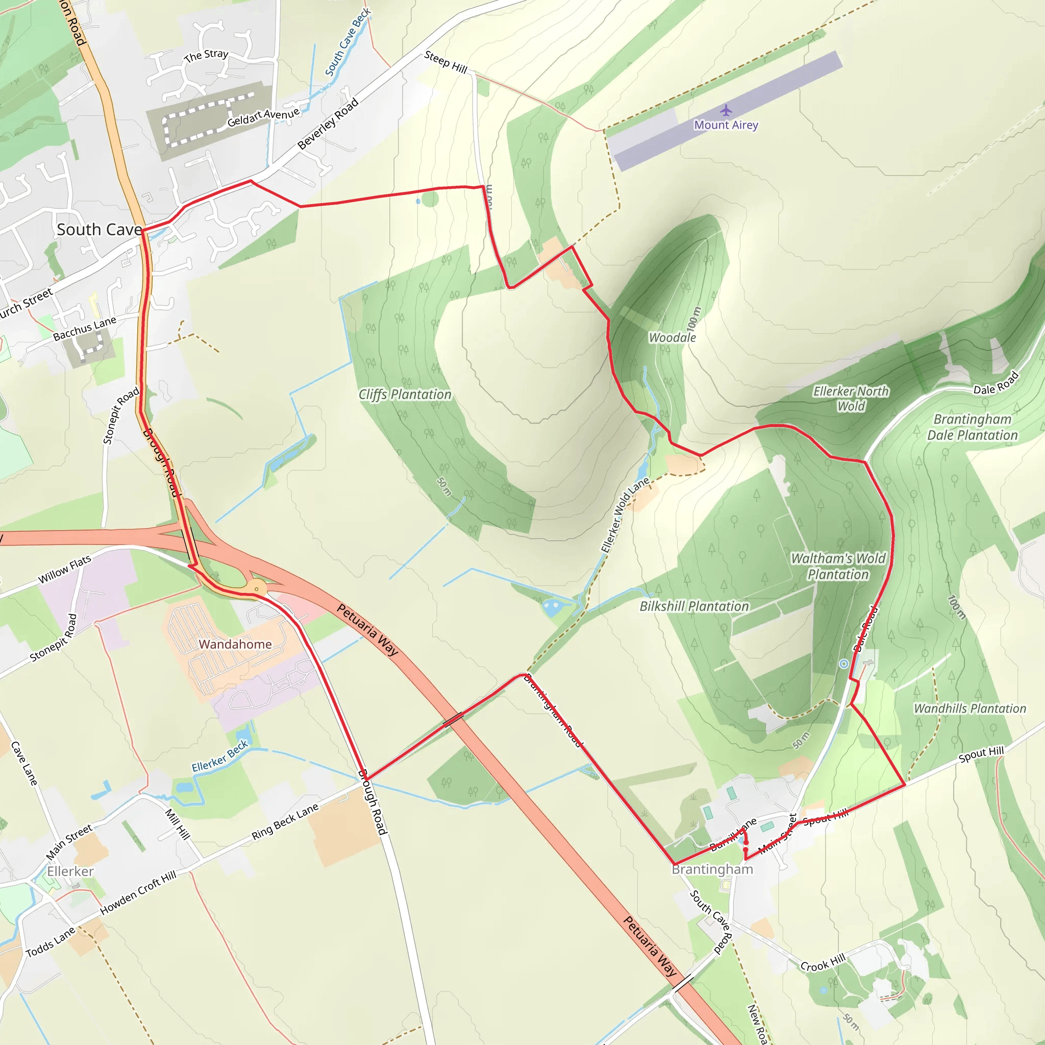 Bilks Hill, Woodland Plantation in Brantingham mobile static map