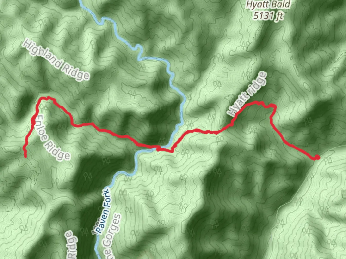 An image depicting the trail Enloe Creek via Hyatt Ridge Trail and its surrounding area.