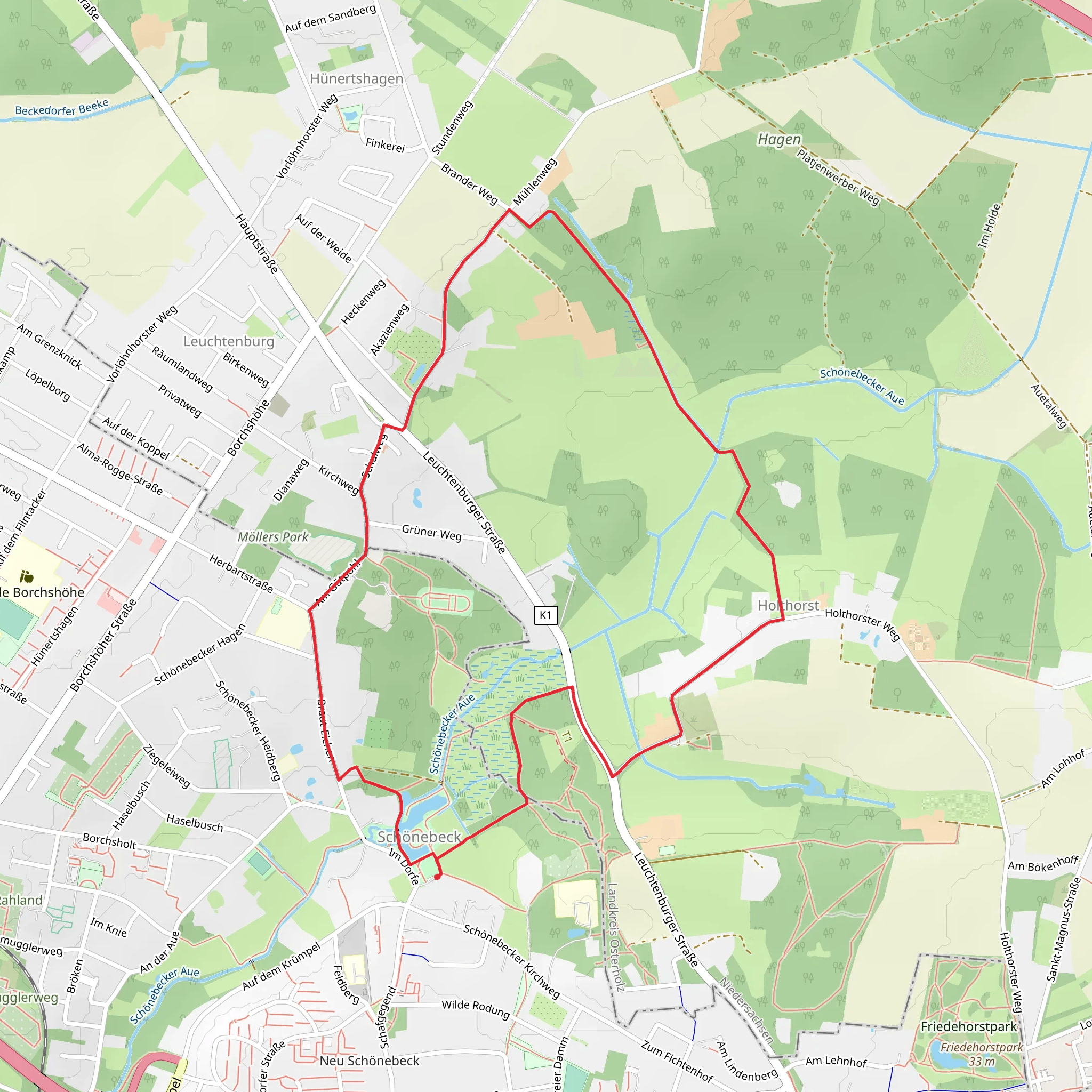 Schloss Schonebeck, Holthorst and Kleine Hohnhorst Loop mobile static map