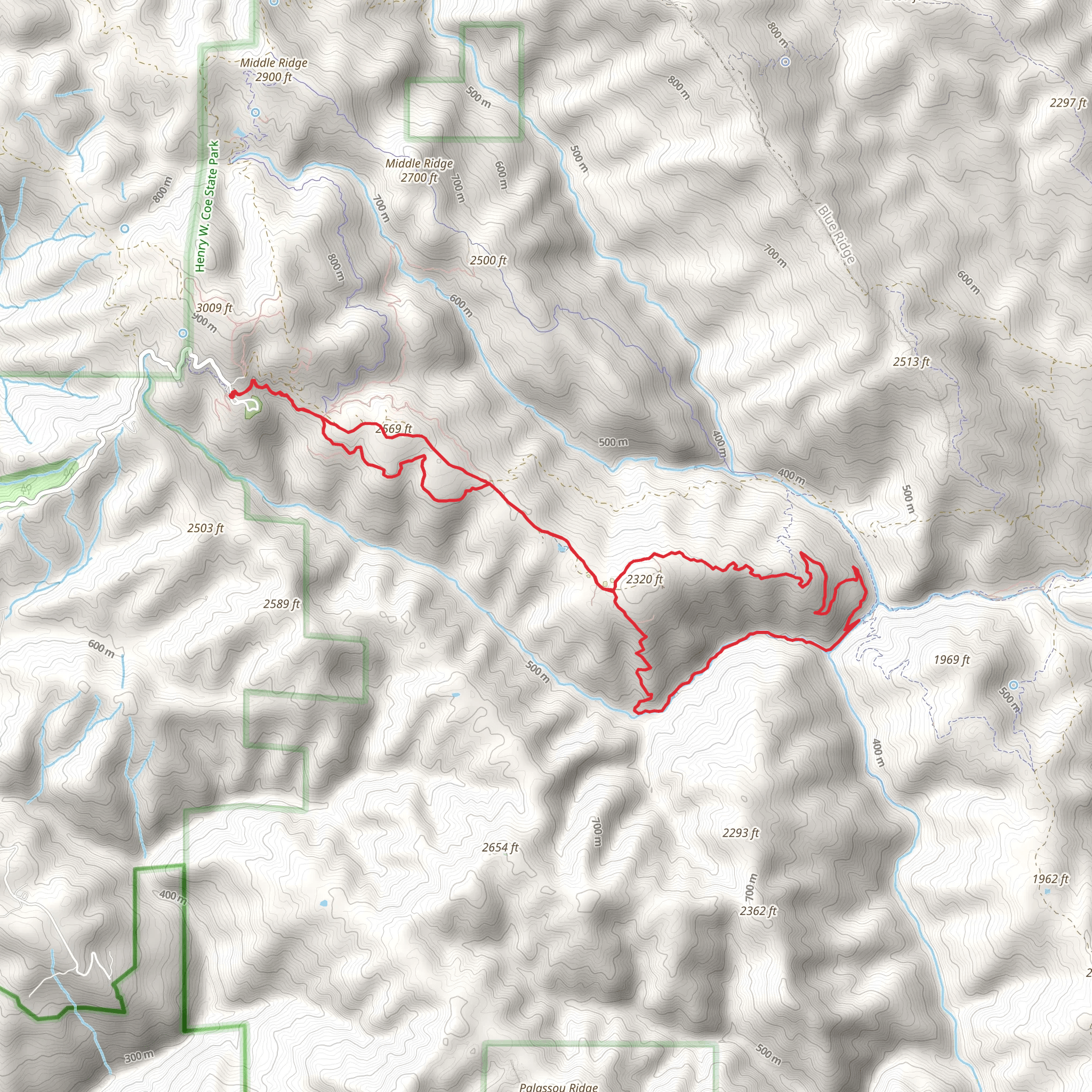 Springs Trail, China Hole Trail and Mile Trail Loop mobile static map