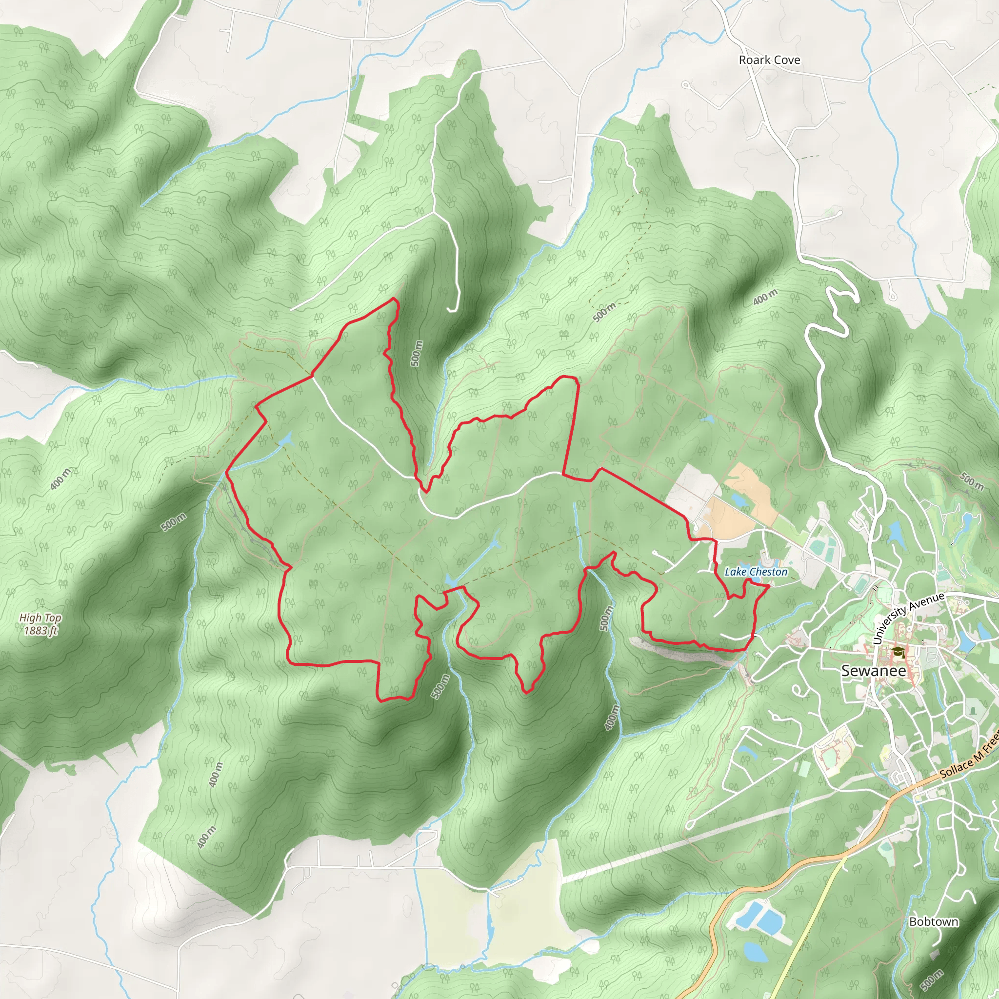 Sewanee Trail and Perimeter Loop Trail mobile static map