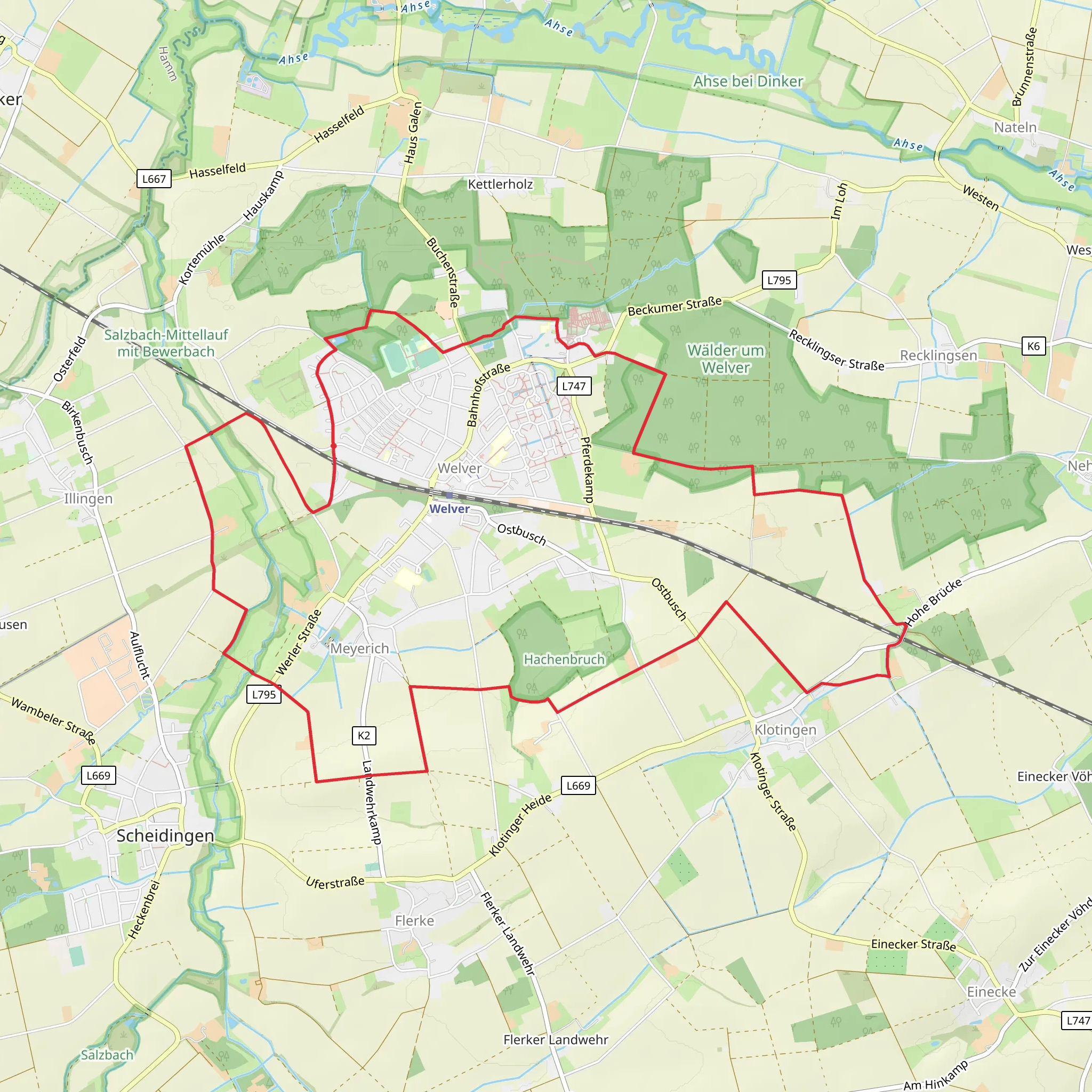 Wanderweg rund um Welver mobile static map