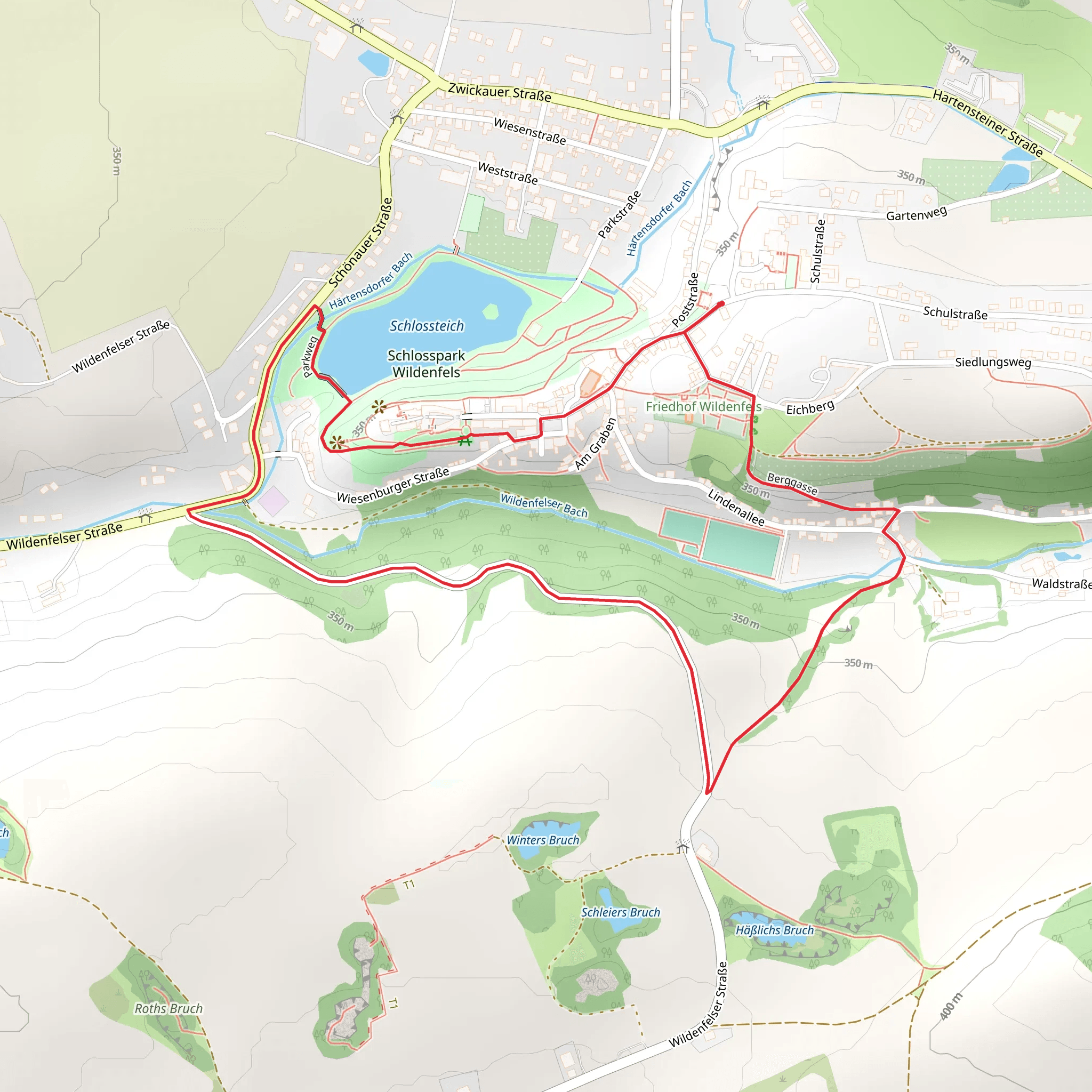Schlosspark Wildenfels and Schlossteich Loop mobile static map