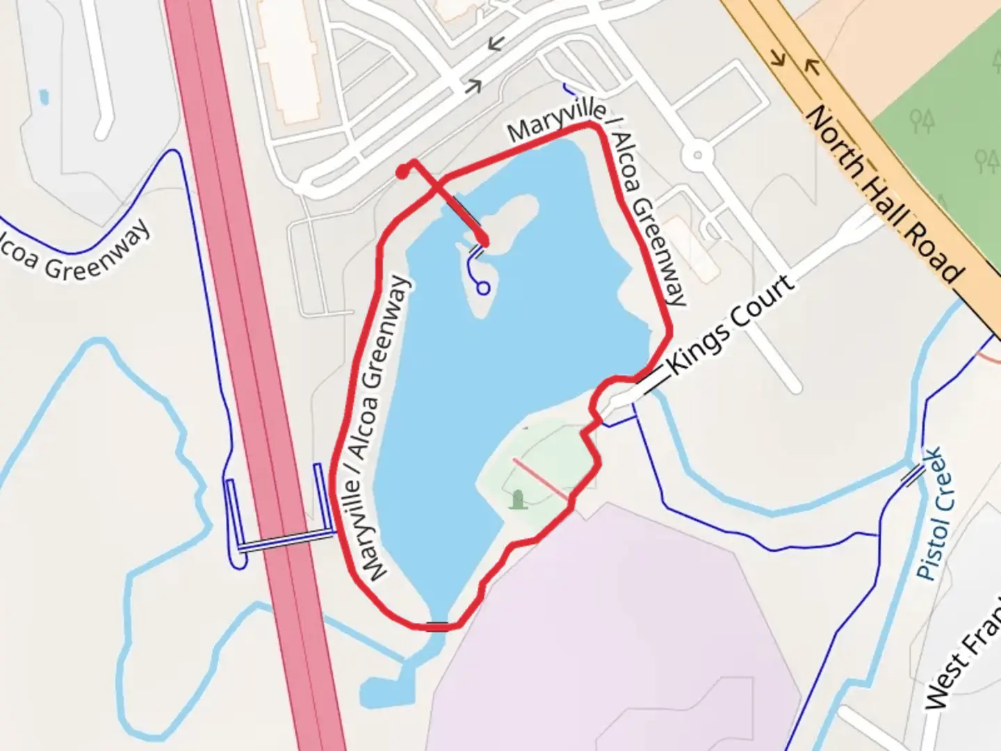 An image depicting the trail Maryville and Alcoa Greenway Loop and its surrounding area.