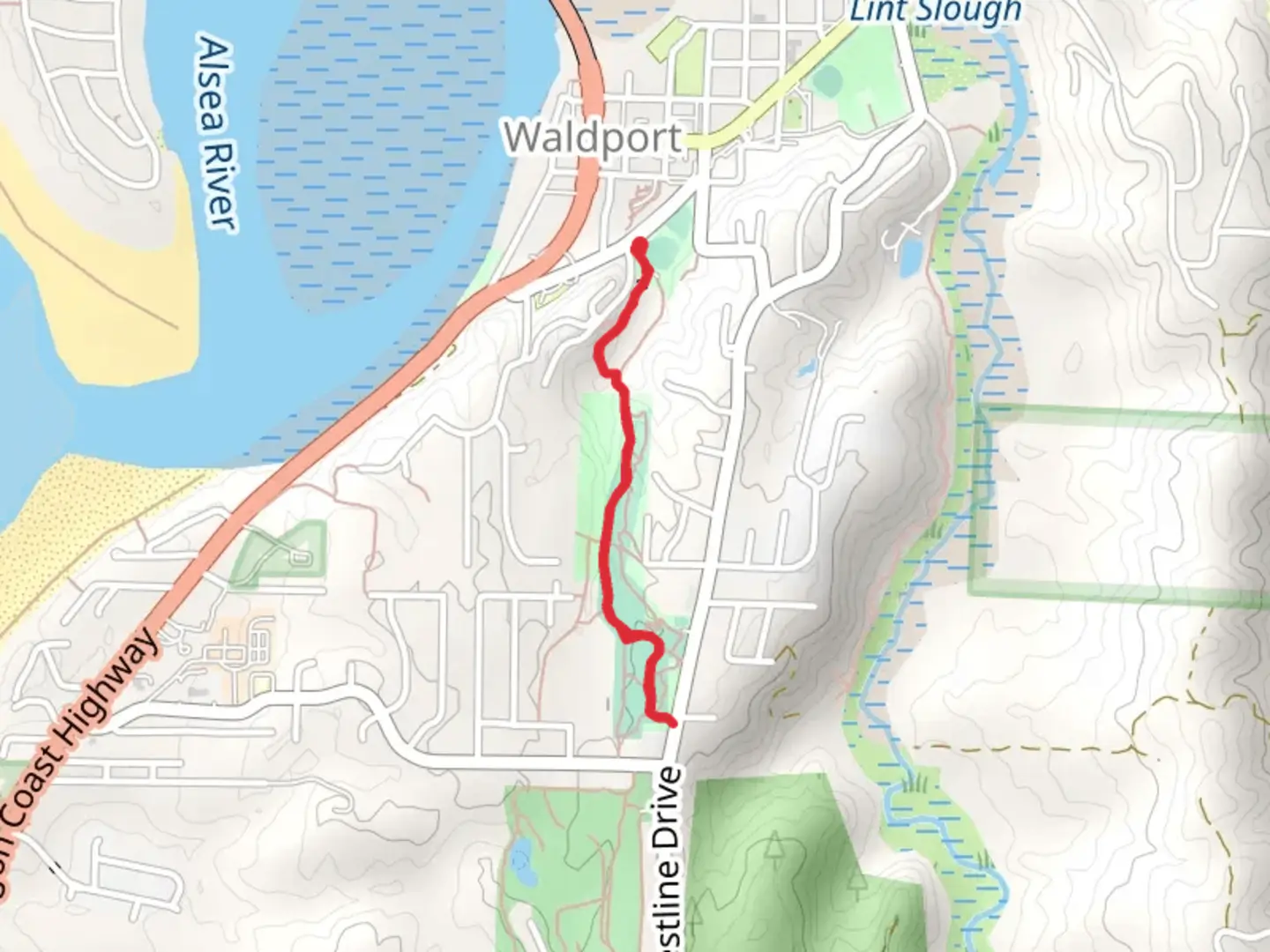 An image depicting the trail Red River - Woodland Trail and its surrounding area.