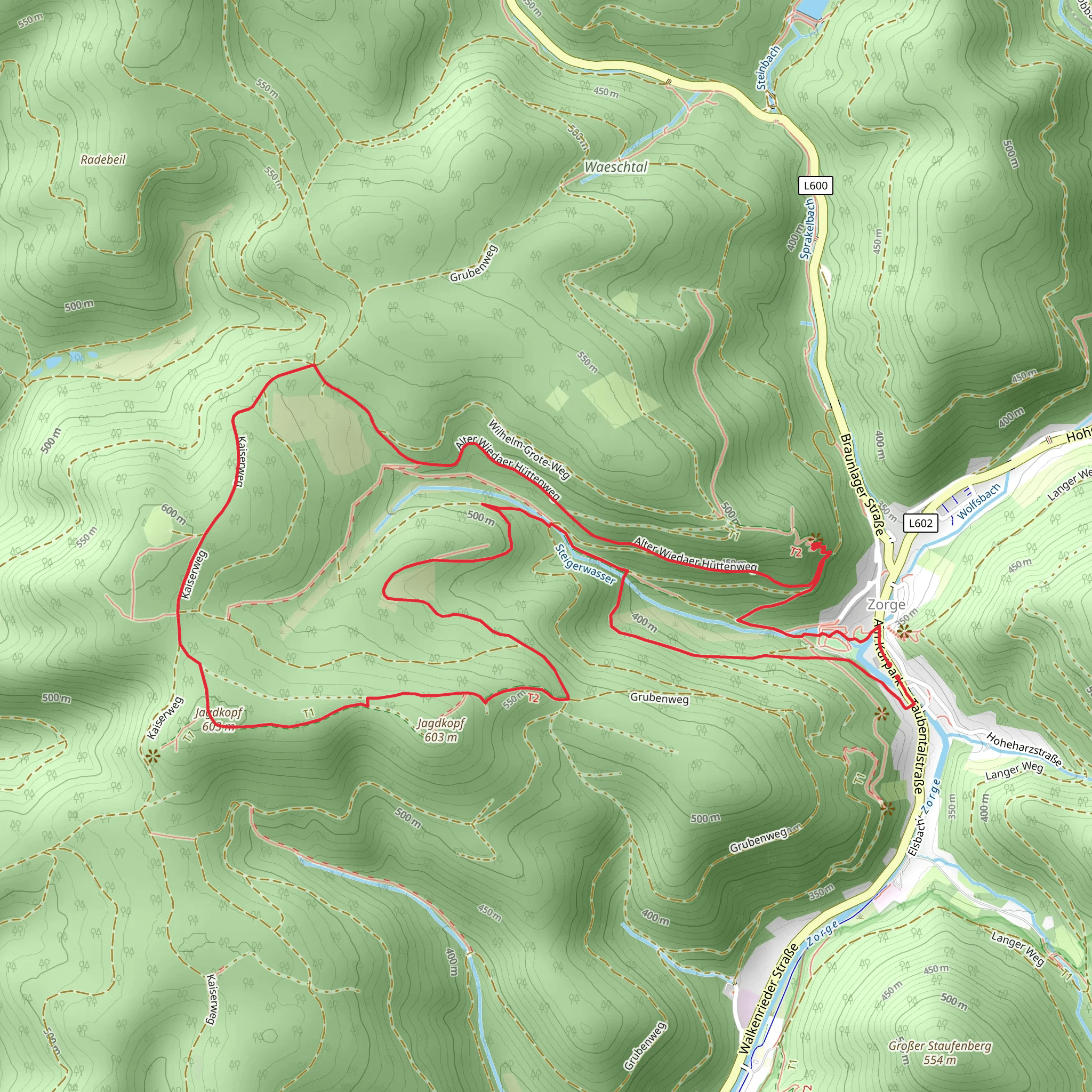 Jagdkopf Loop via Alter Wiedaer Hüttenweg mobile static map