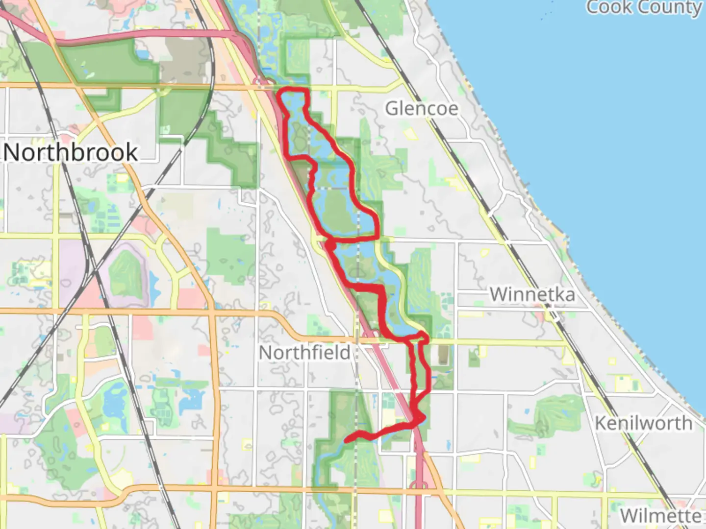 An image depicting the trail Skokie Lagoons Loop and its surrounding area.