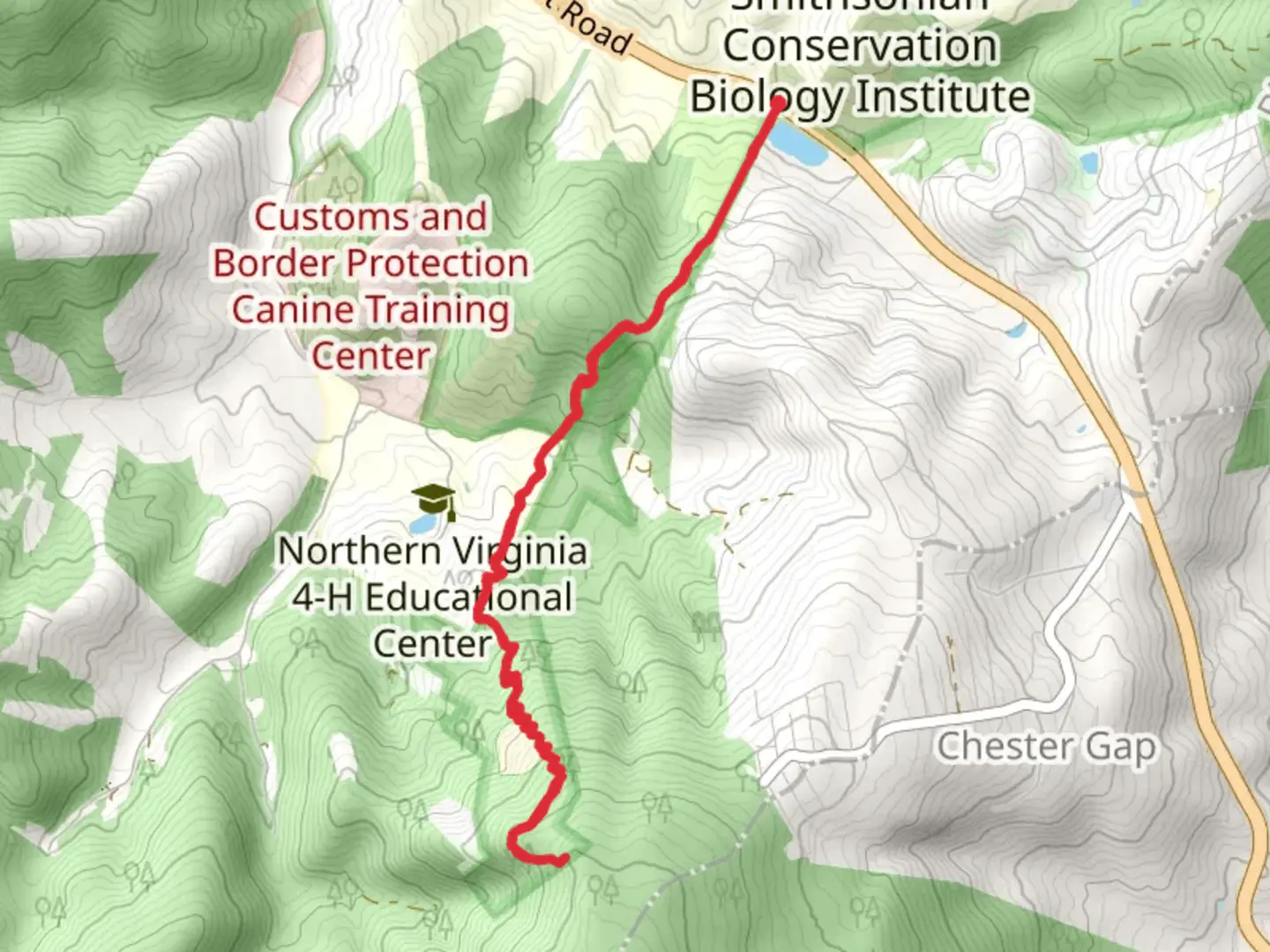 An image depicting the trail Appalachian Trail from Lake Front Royal and its surrounding area.
