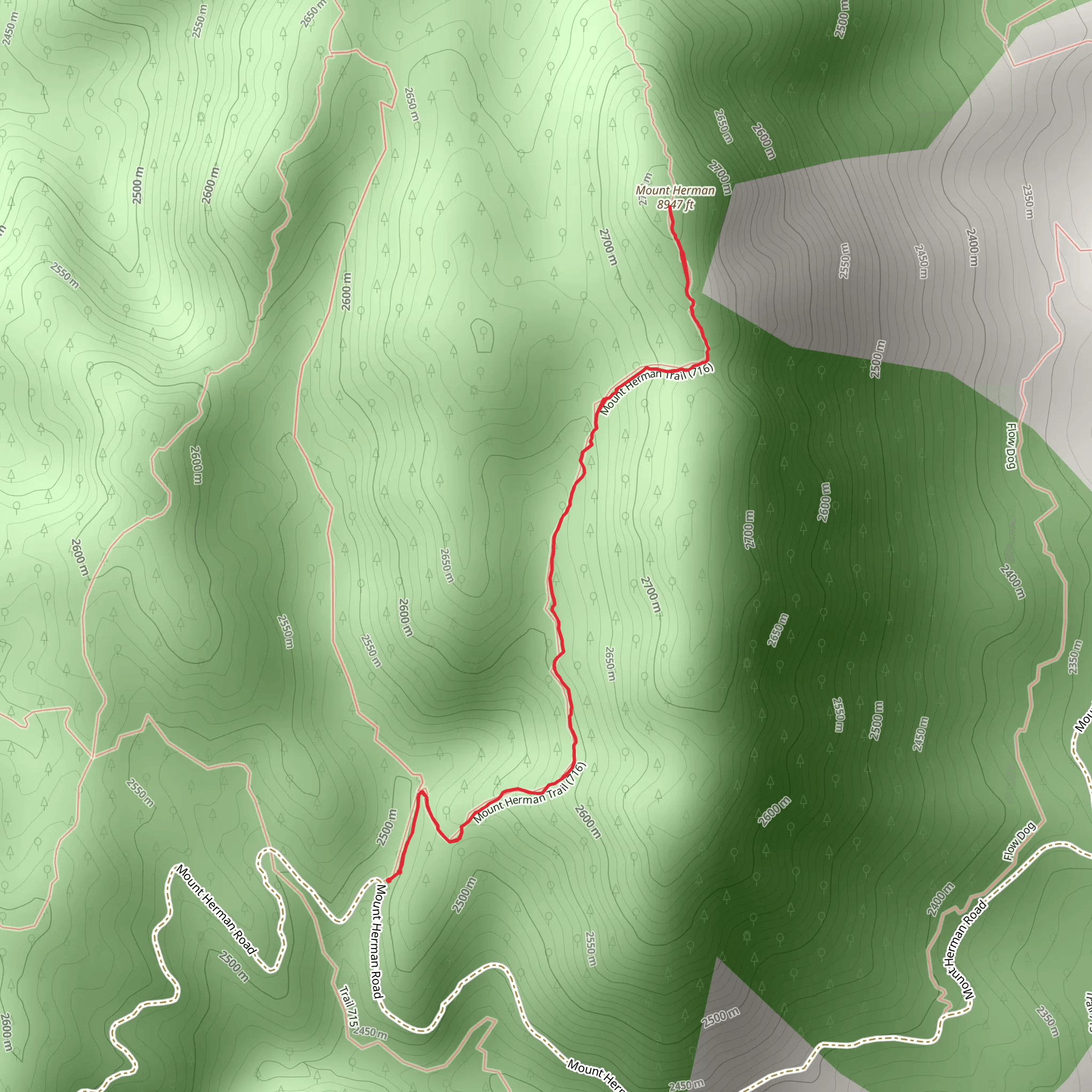 Mount Herman Trail mobile static map