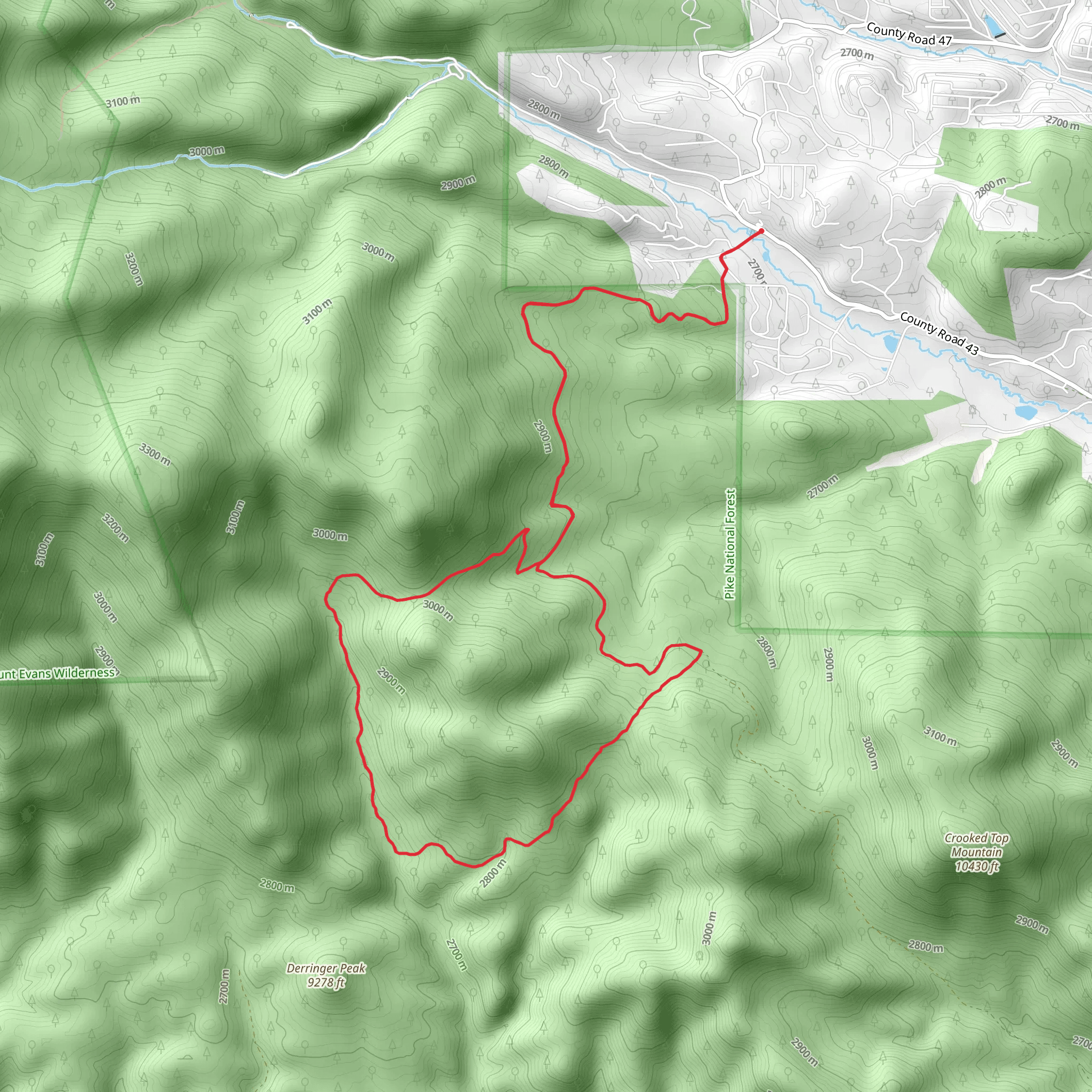 Forest Road 105 and Crow Gulch Loop mobile static map