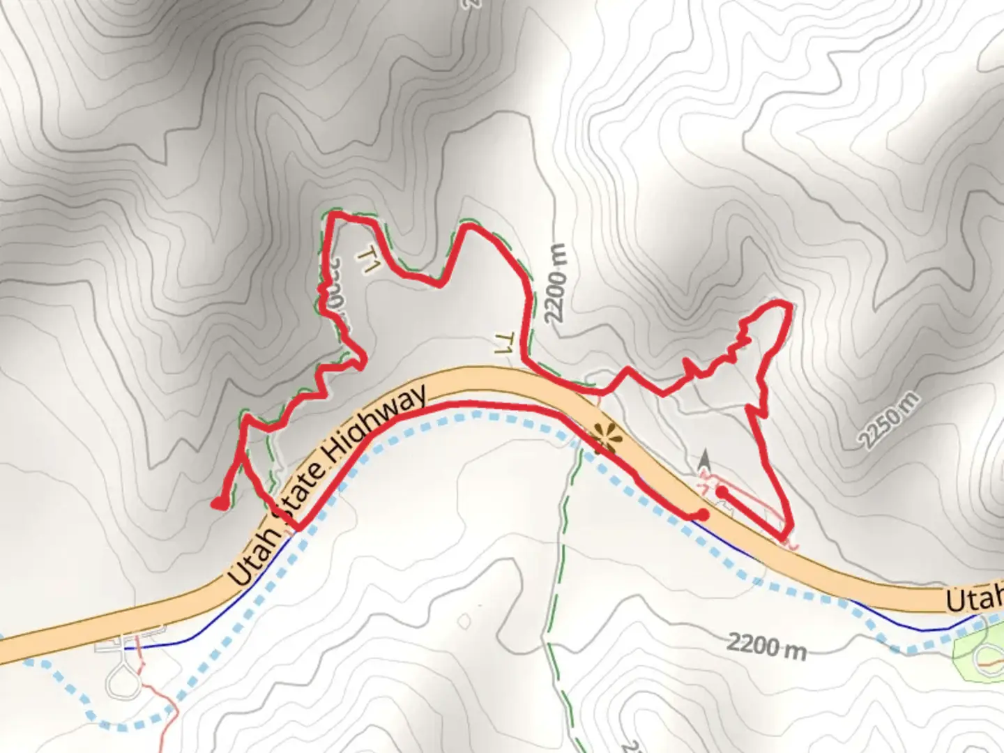 An image depicting the trail Birdseye Trail and Red Canyon Trail and its surrounding area.