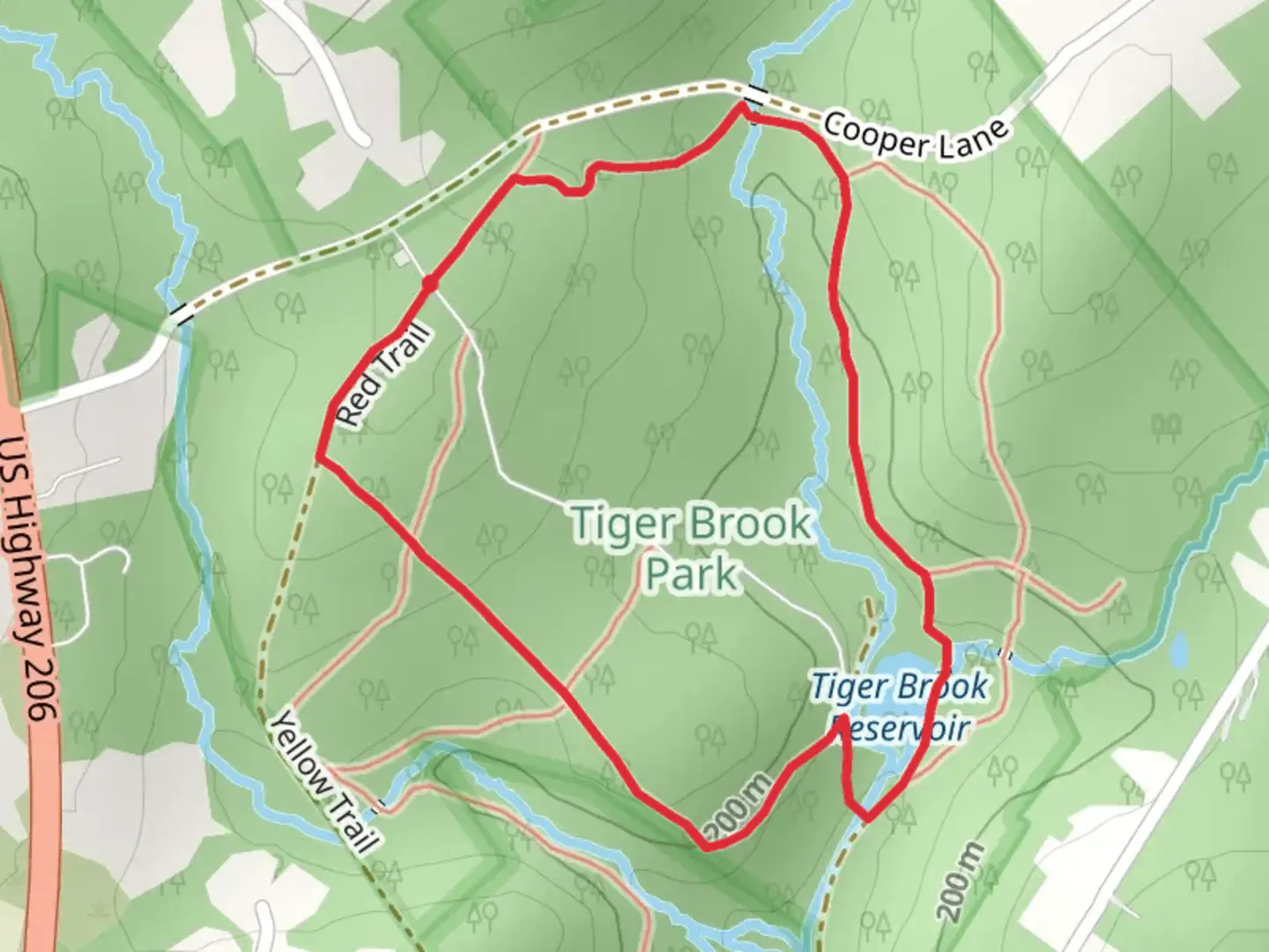An image depicting the trail Red Loop Trail and its surrounding area.