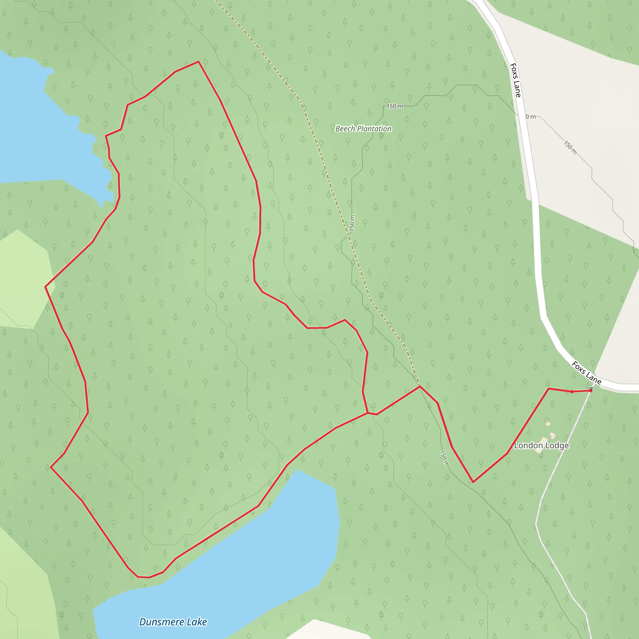 Loop between Dunsmere and Milford Lake mobile static map