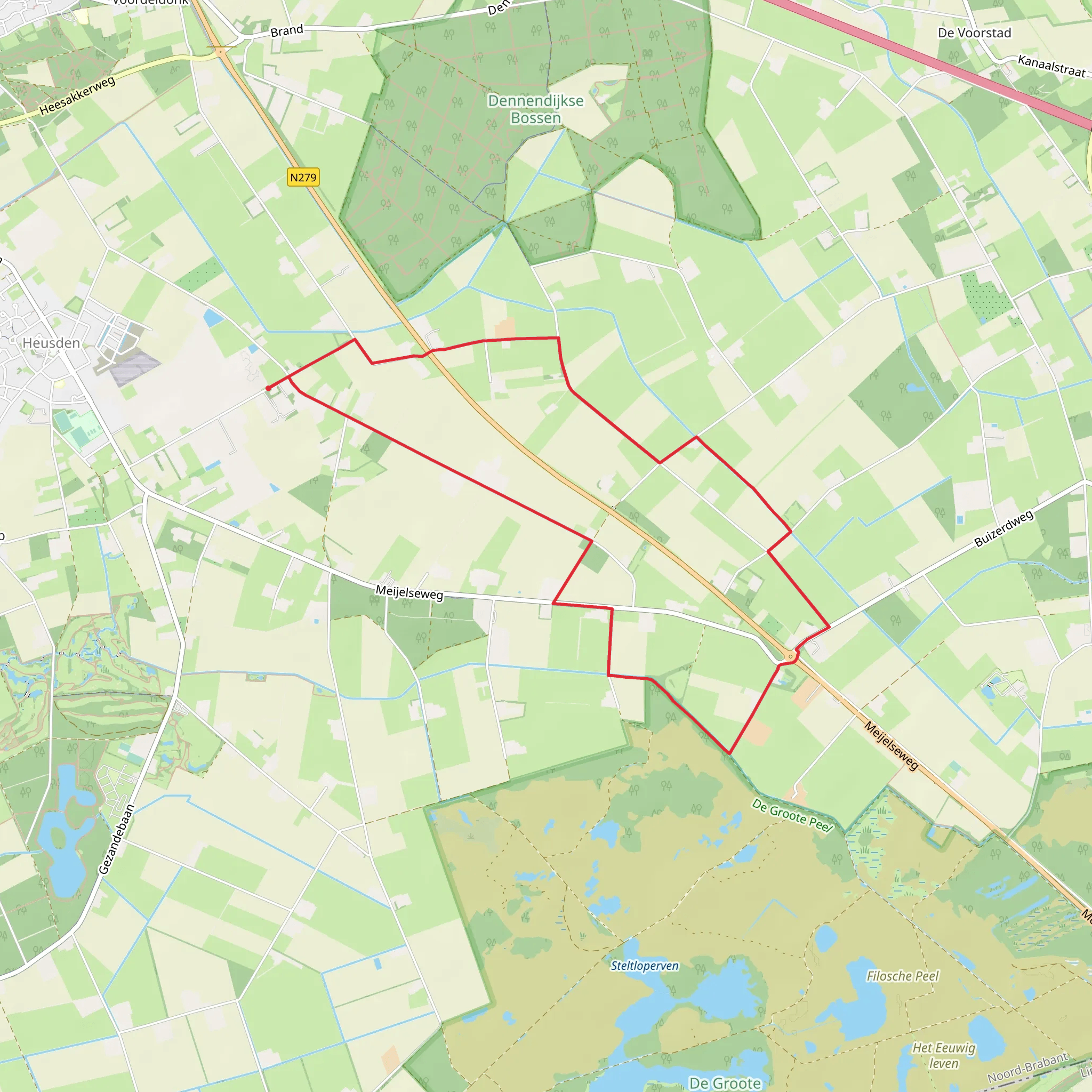 Smient Weg, Peel Weg and Gevlochtsebaan Loop mobile static map