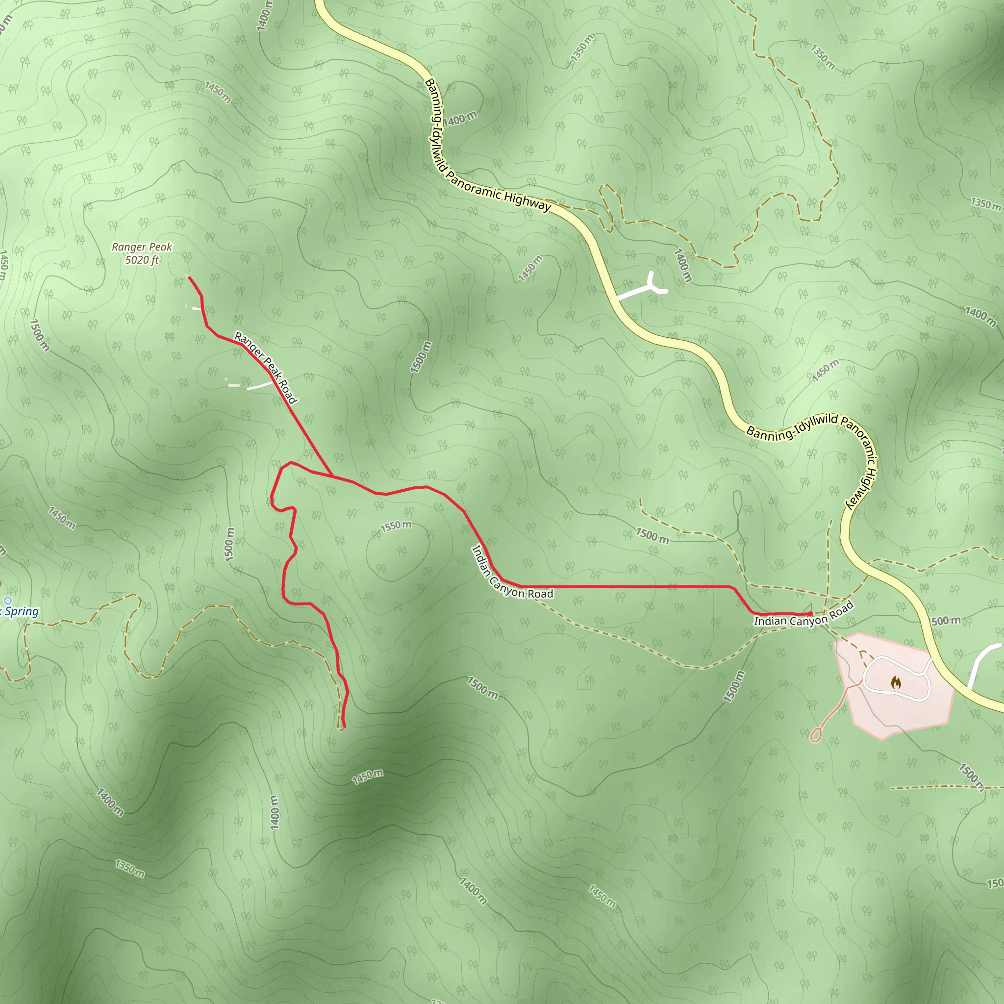 Ranger Peak via Indian Canyon Road mobile static map