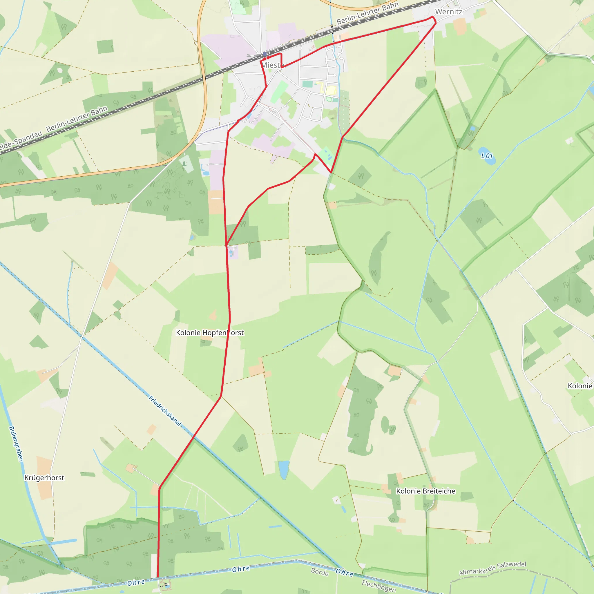 Kämkerhorst Walk via Mieste Loop mobile static map