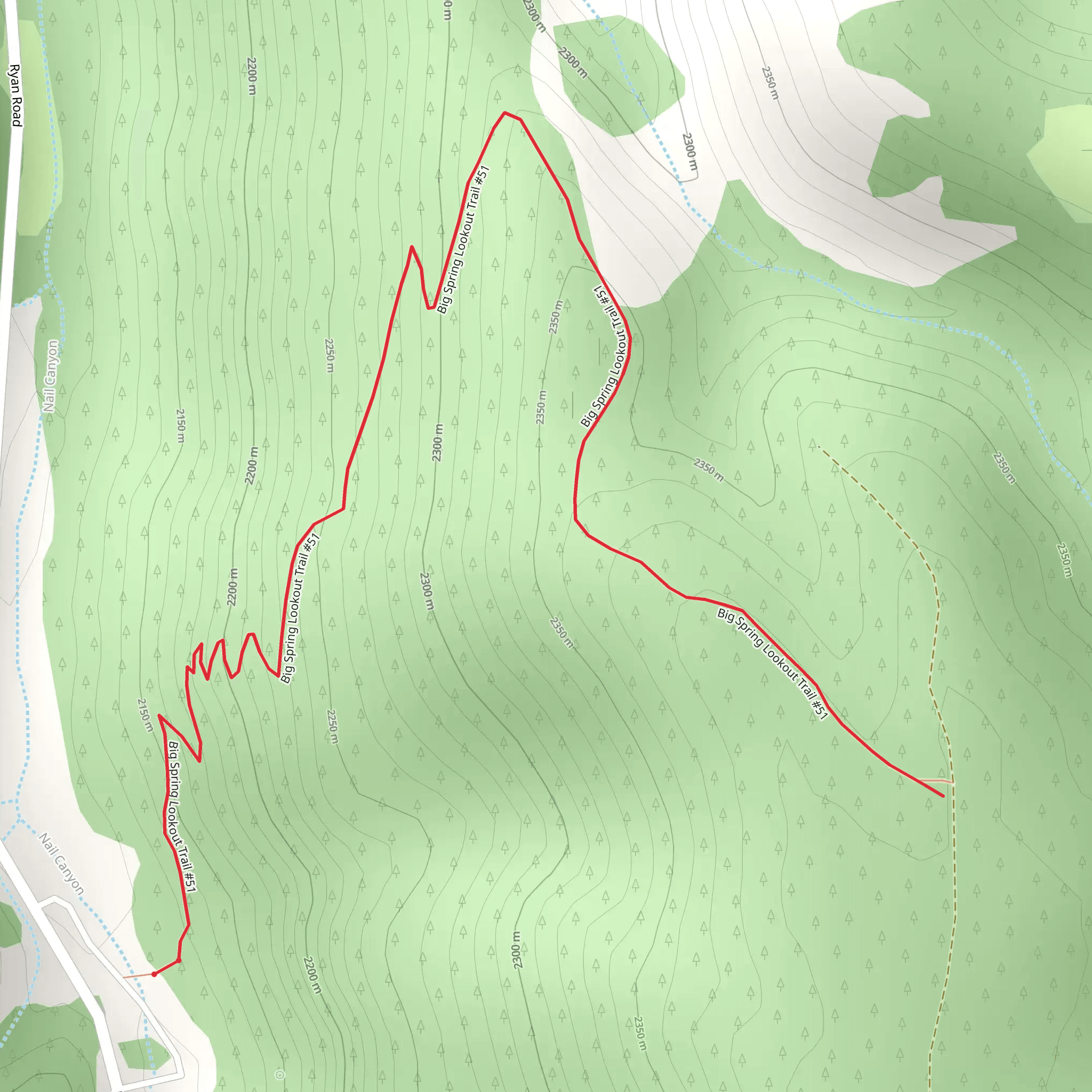 Big Spring Lookout Trail mobile static map