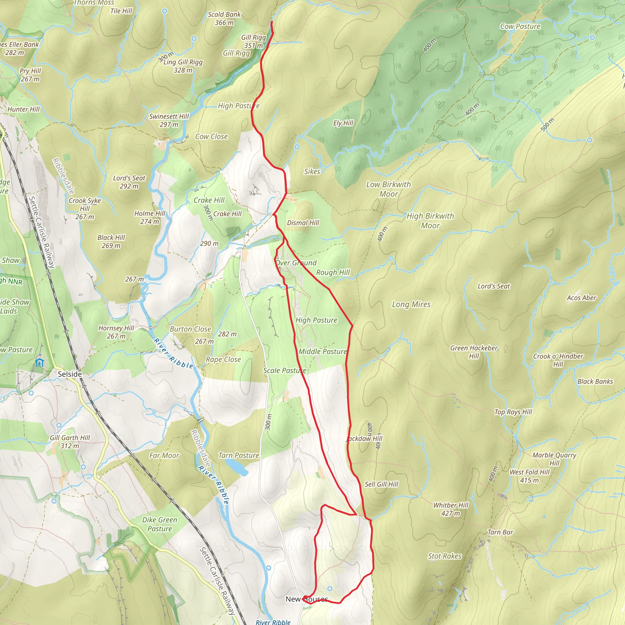 Ling Gill National Nature Reserve Walk from New Houses mobile static map