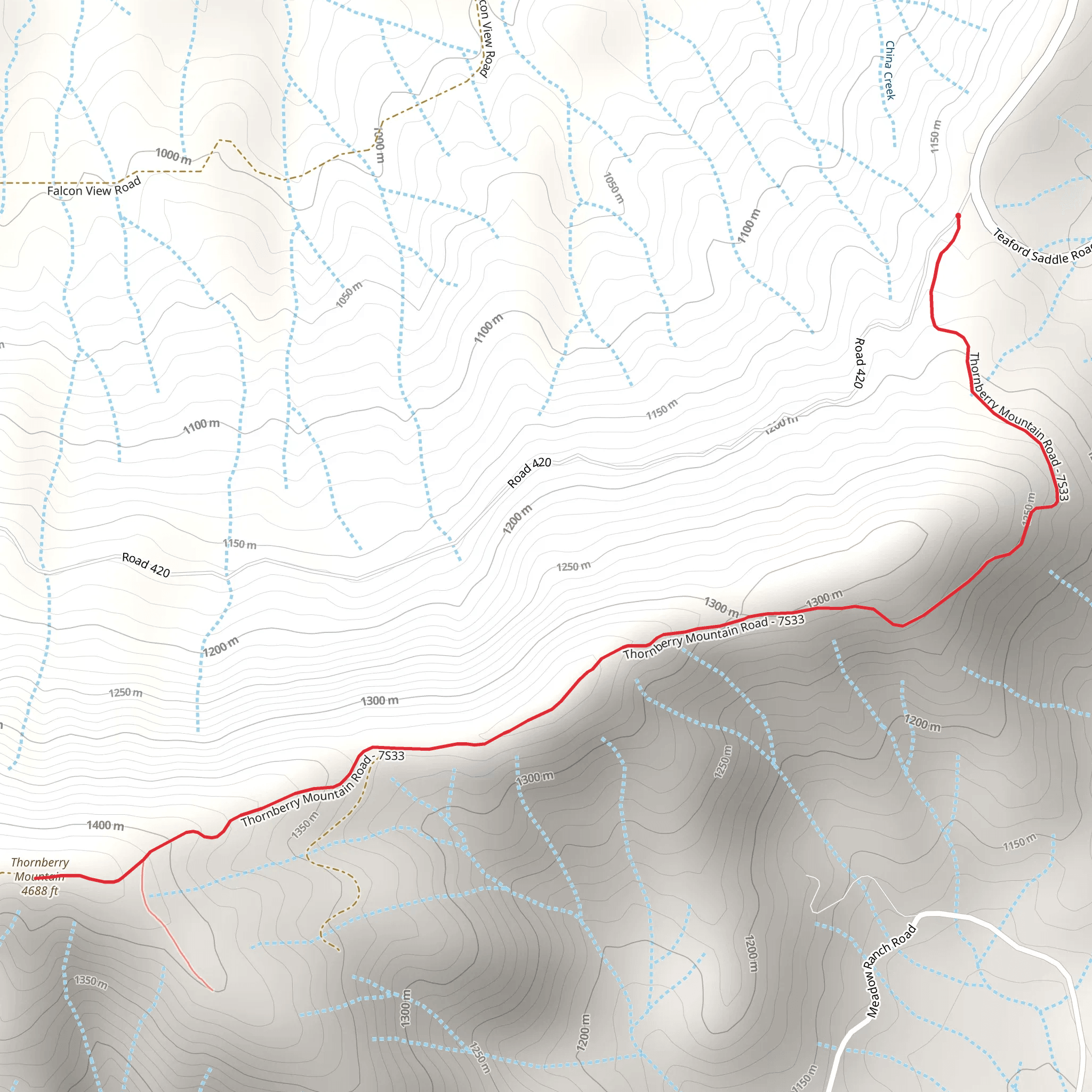 Thornberry Mountain from Teaford Saddle mobile static map