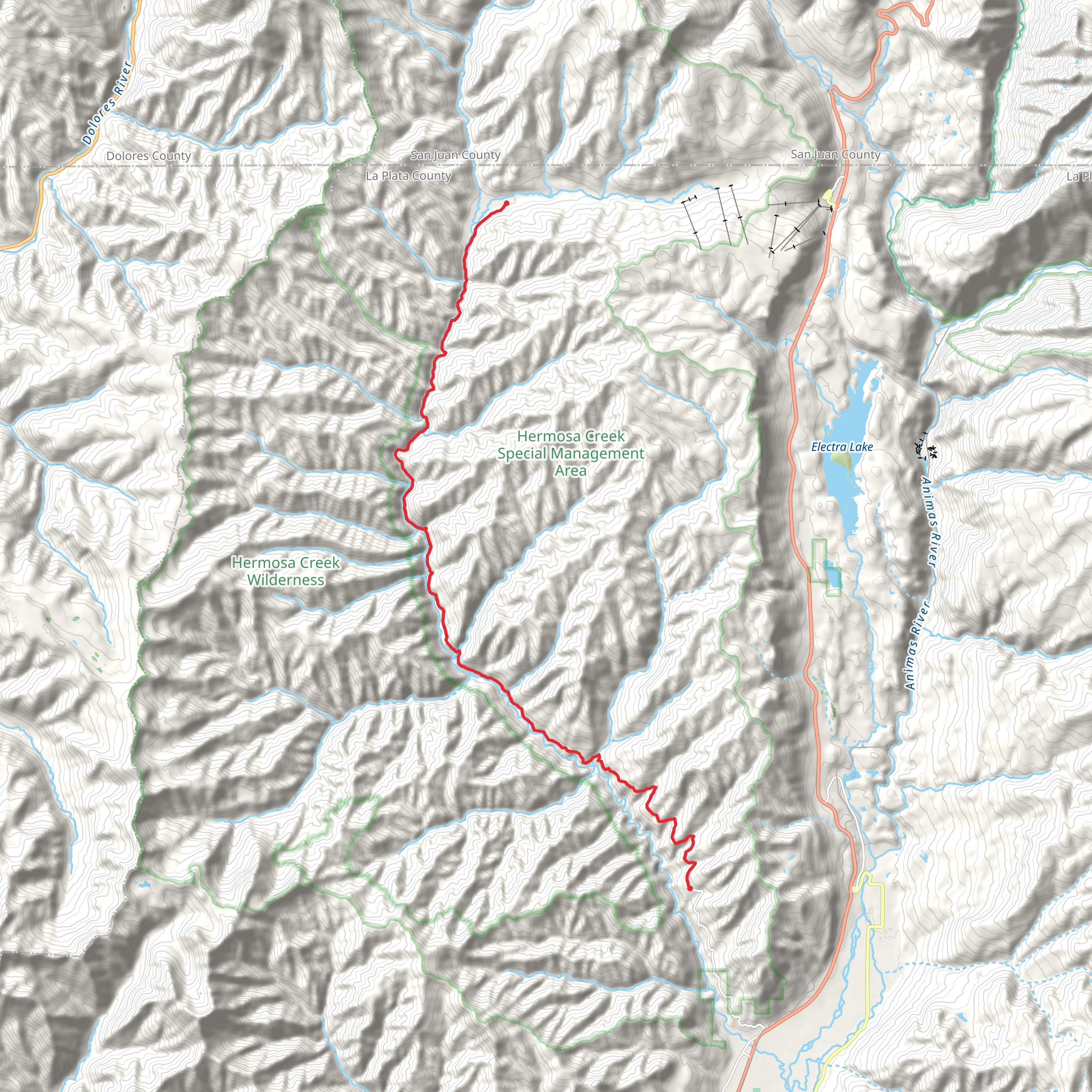 Hermosa Creek Trail mobile static map