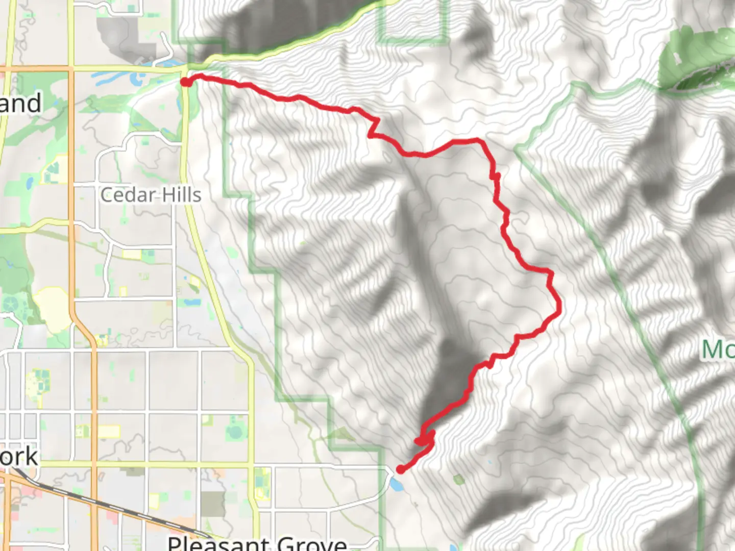 An image depicting the trail Mahogany Mountain Trail and Grove Creek Trail and its surrounding area.